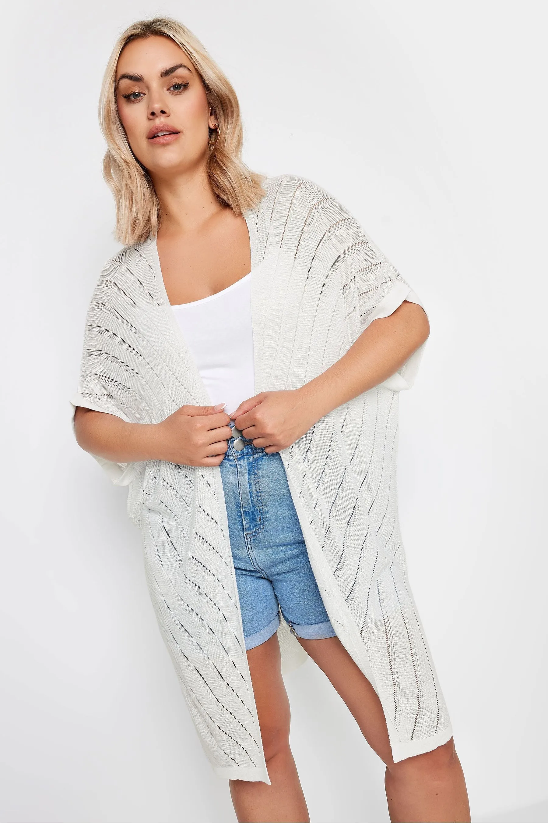 Cardigan cocoon con A righe spina di pesce