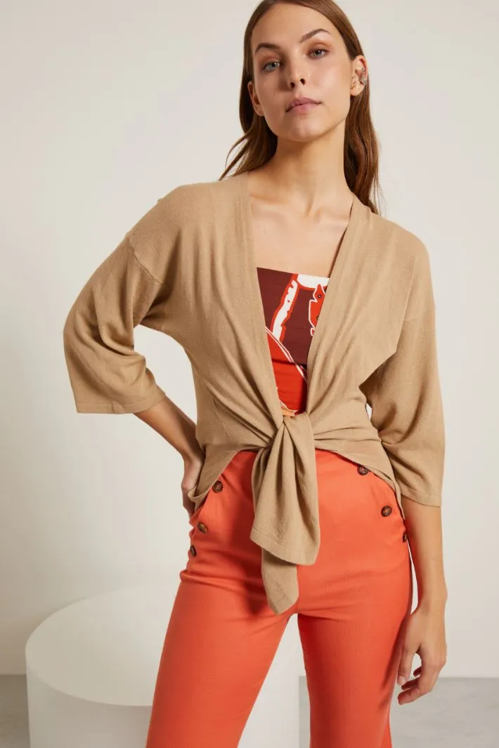 Cardigan con lembi da annodare