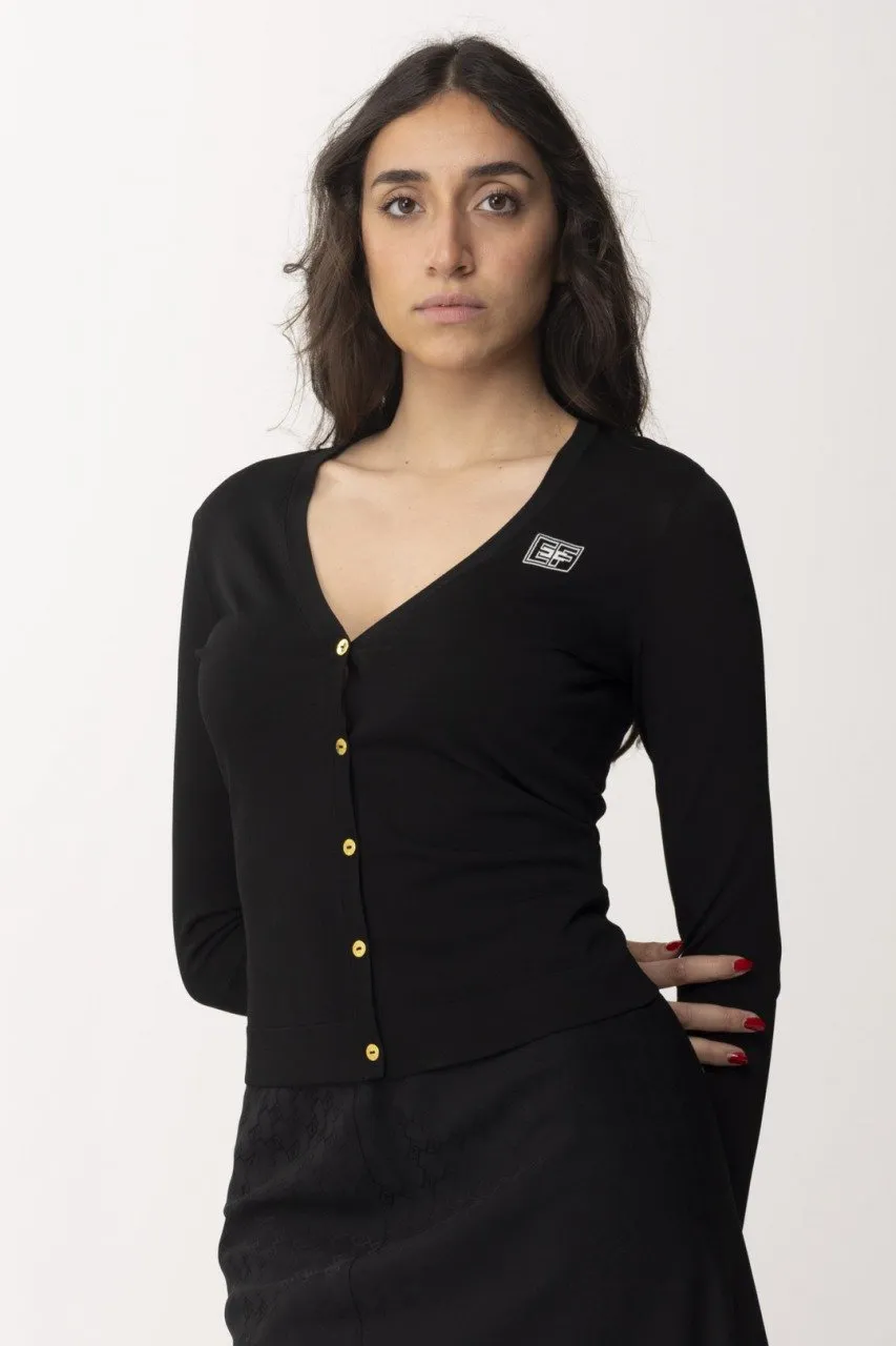 Cardigan con logo e bottoni Nero