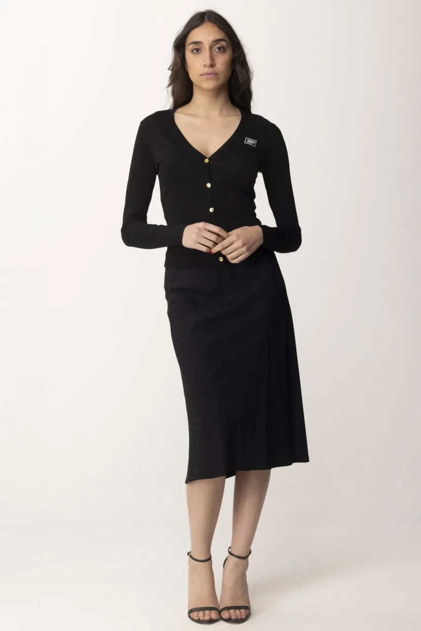 Cardigan con logo e bottoni Nero
