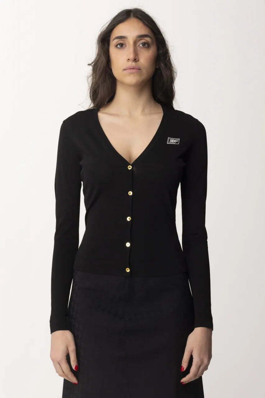 Cardigan con logo e bottoni Nero