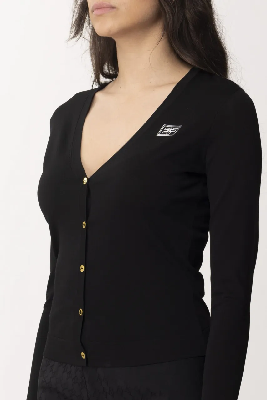 Cardigan con logo e bottoni Nero