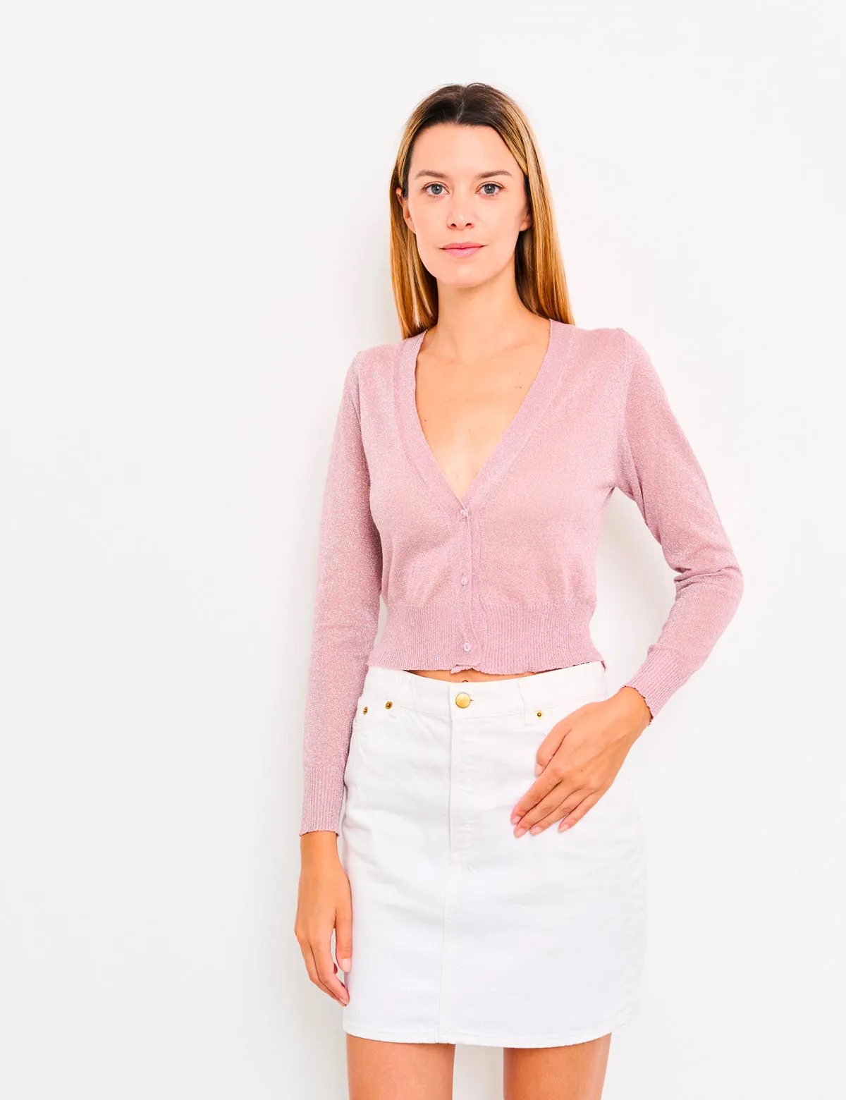 Cardigan Crop 80% Viscosa 10% Poliammide 10% Poliestere Primavera/Estate Donna Made in Italy | Brunella Gori