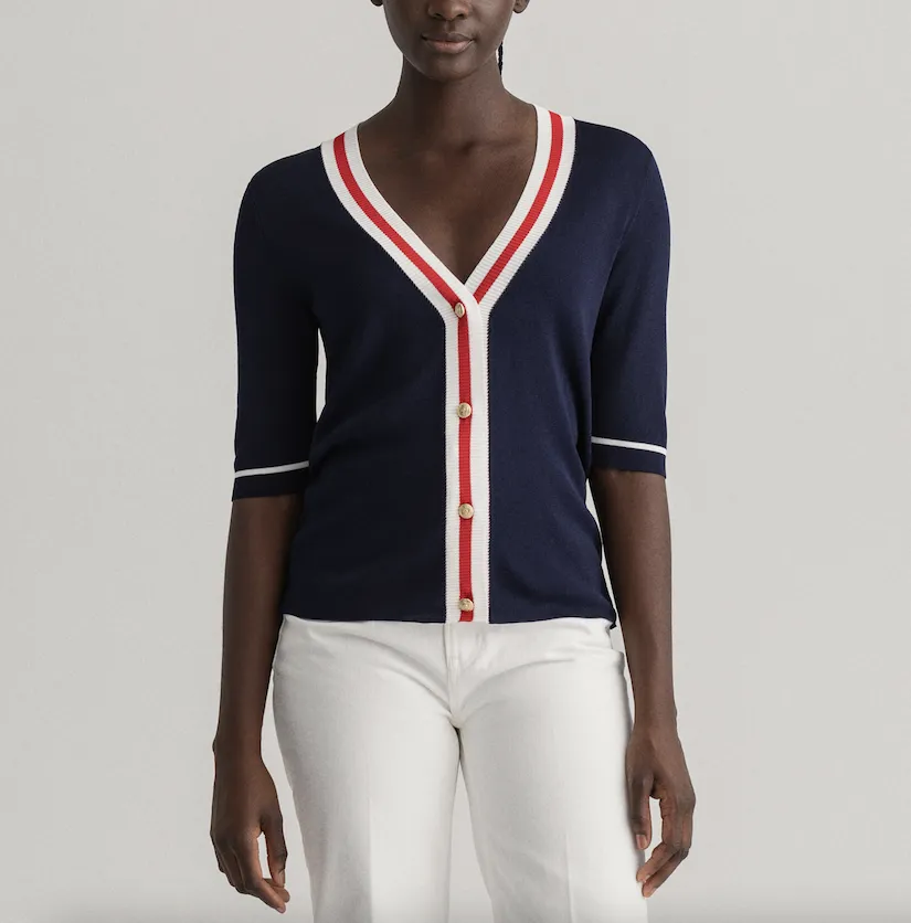Cardigan Gant donna con bordi in contrasto 4802108-433