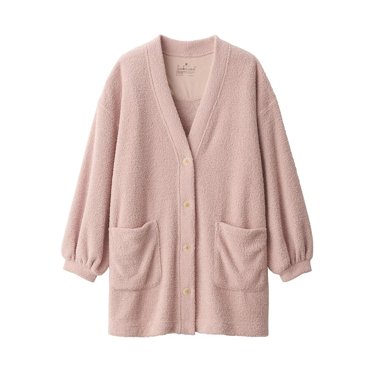 Cardigan in pile lavorato a maglia liscia da donna