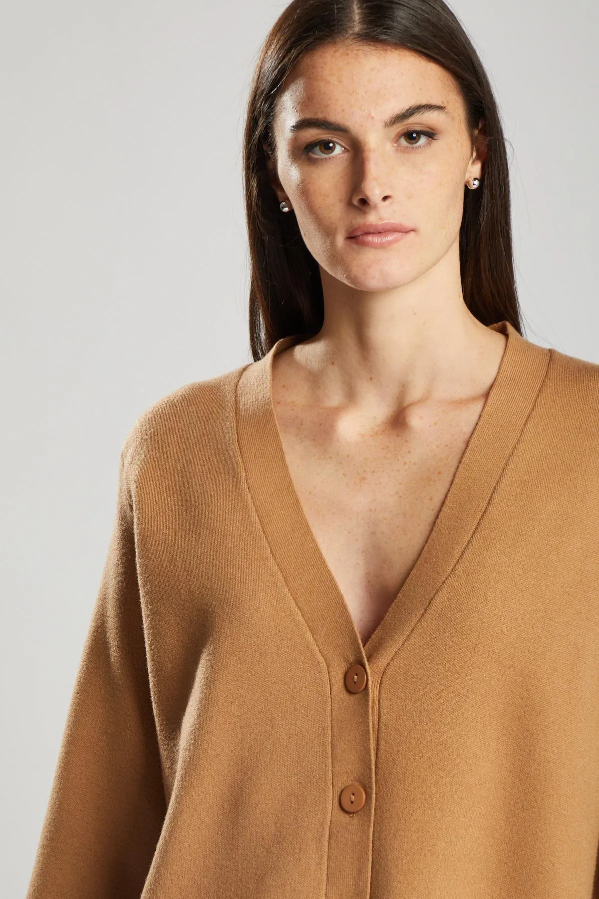 Cardigan jacquard geometrico CAMMELLO