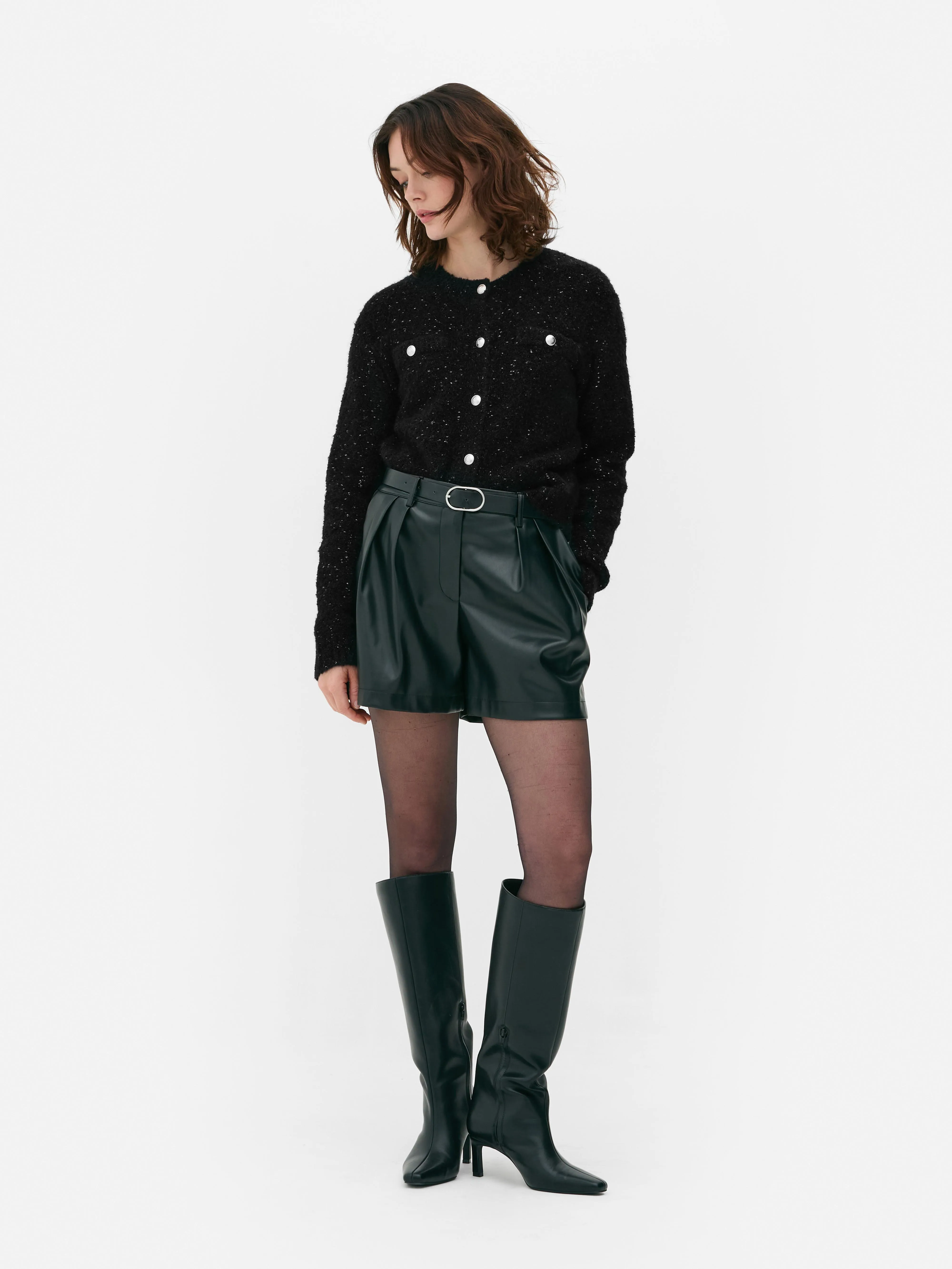 Cardigan scintillante con bottoni