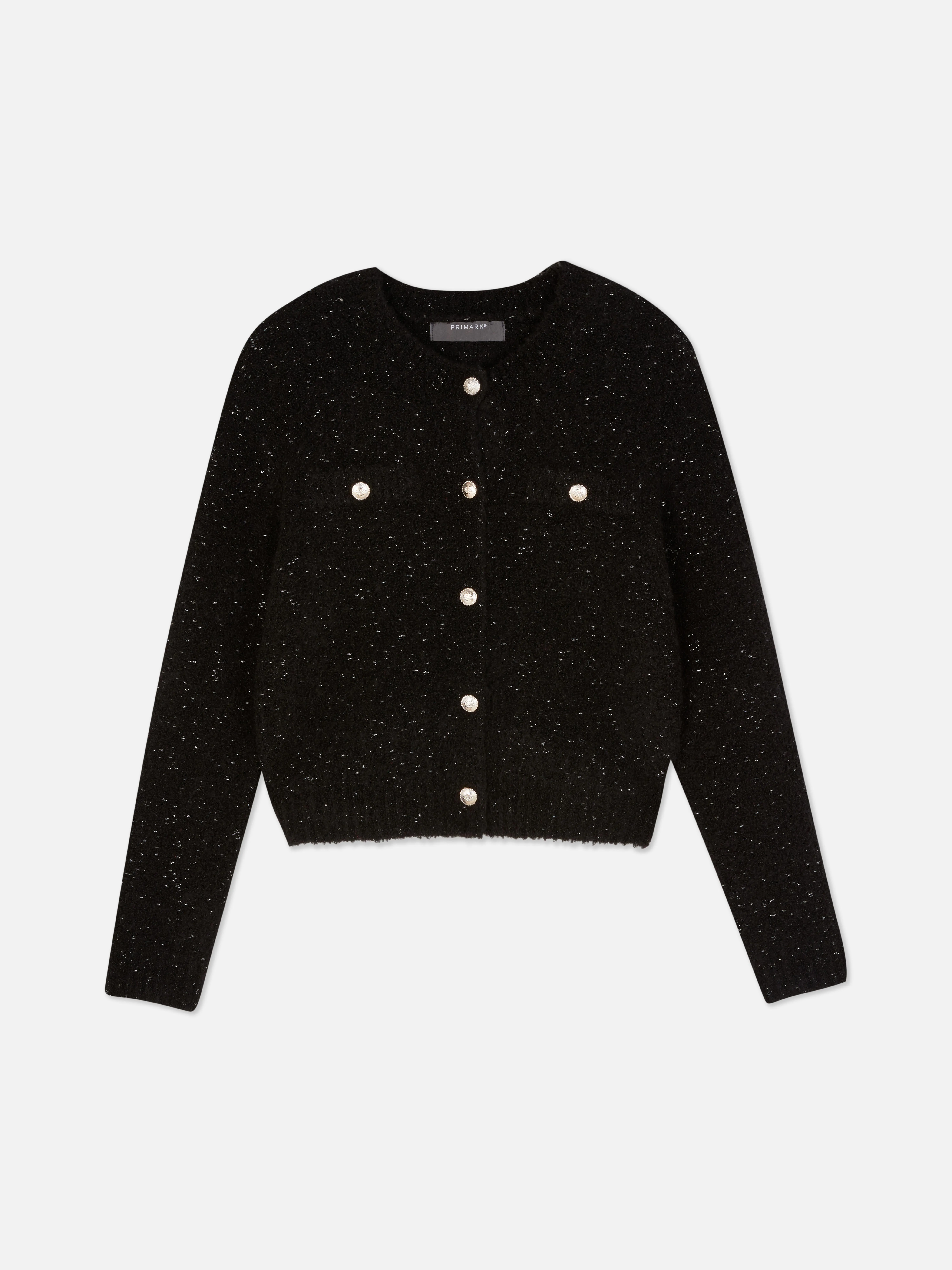 Cardigan scintillante con bottoni