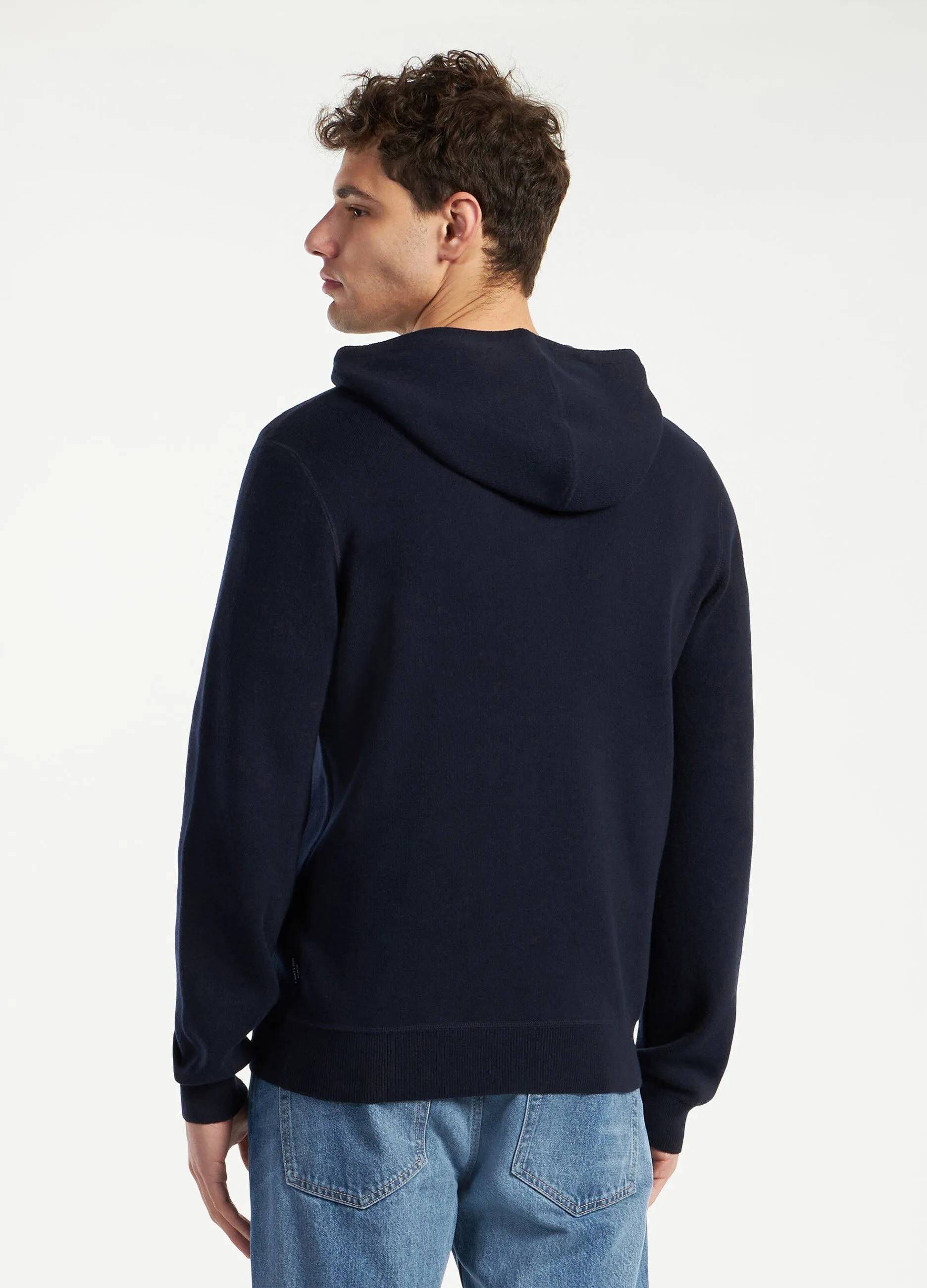 Cardigan tricot con cappuccio uomo