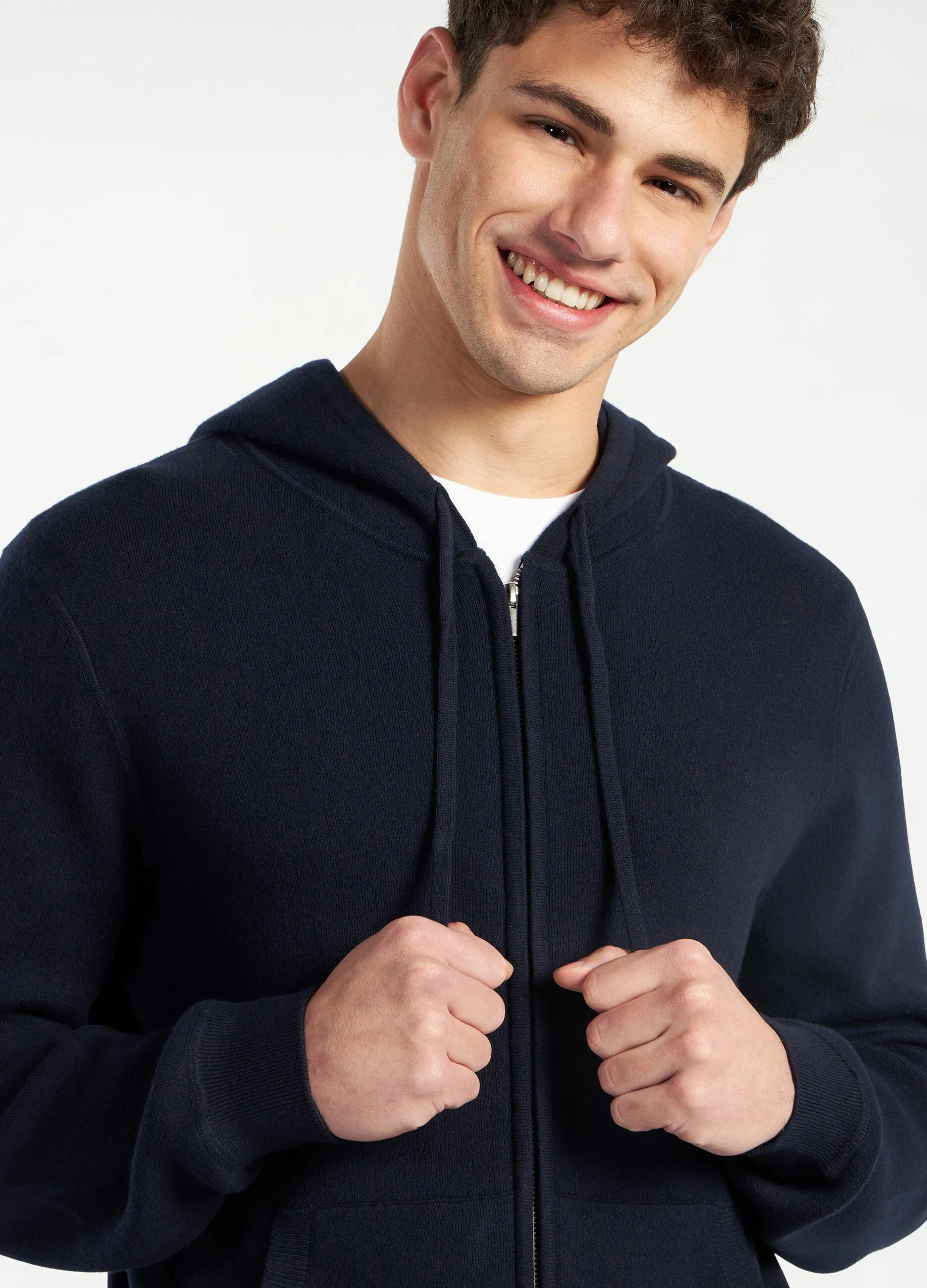 Cardigan tricot con cappuccio uomo