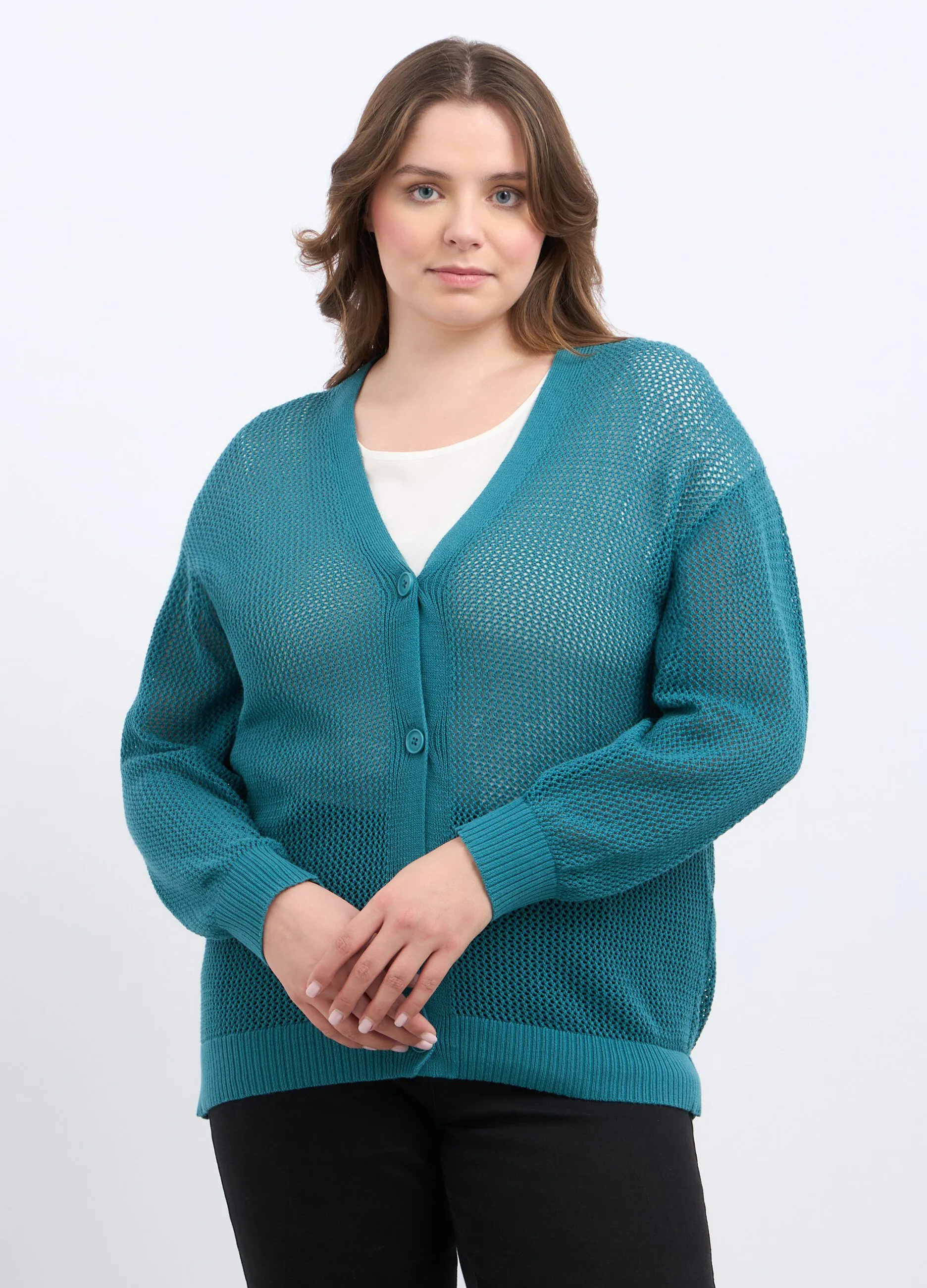 Cardigan tricot in puro cotone donna curvy