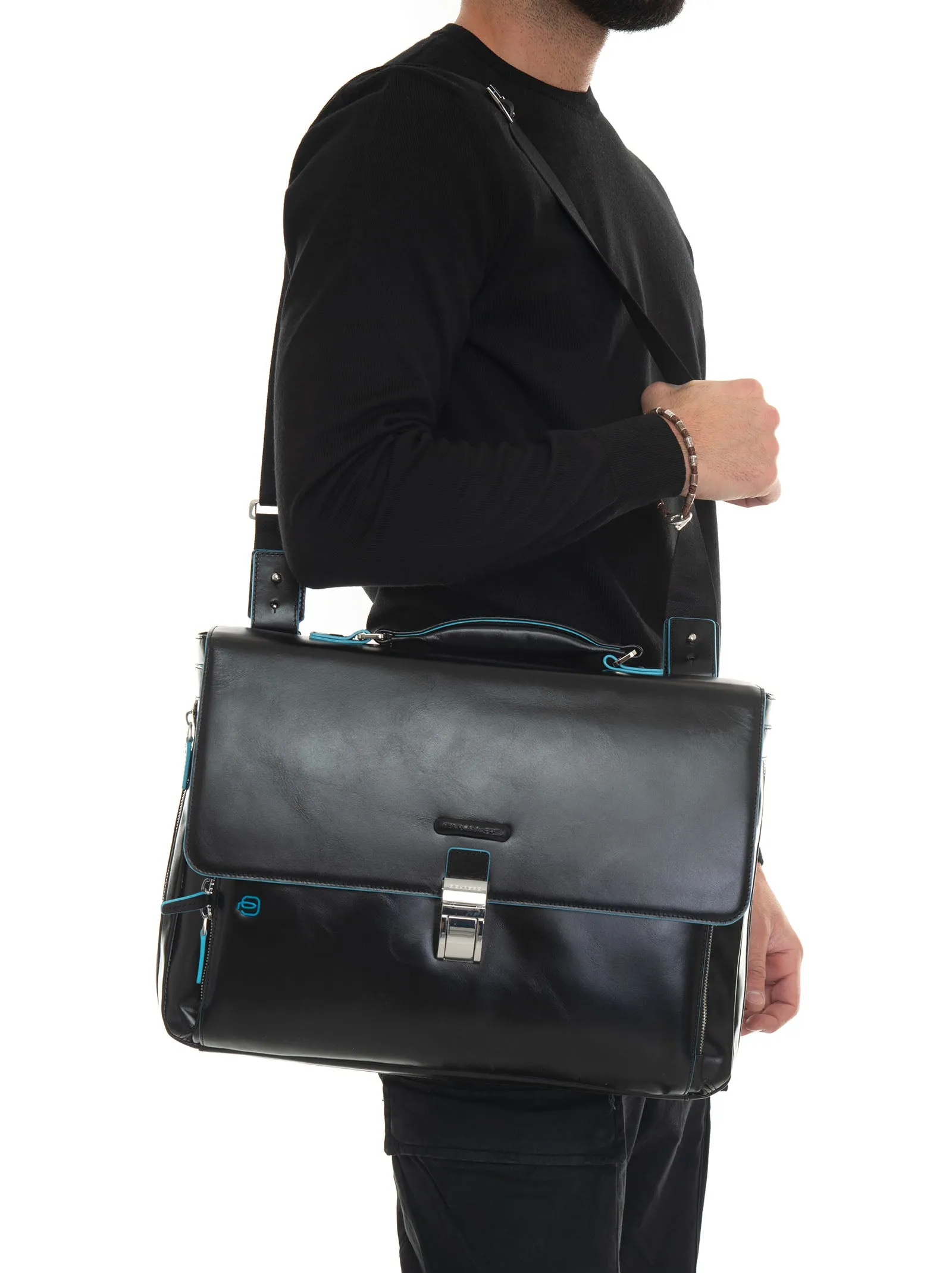 Cartella in pelle Nero Piquadro Uomo