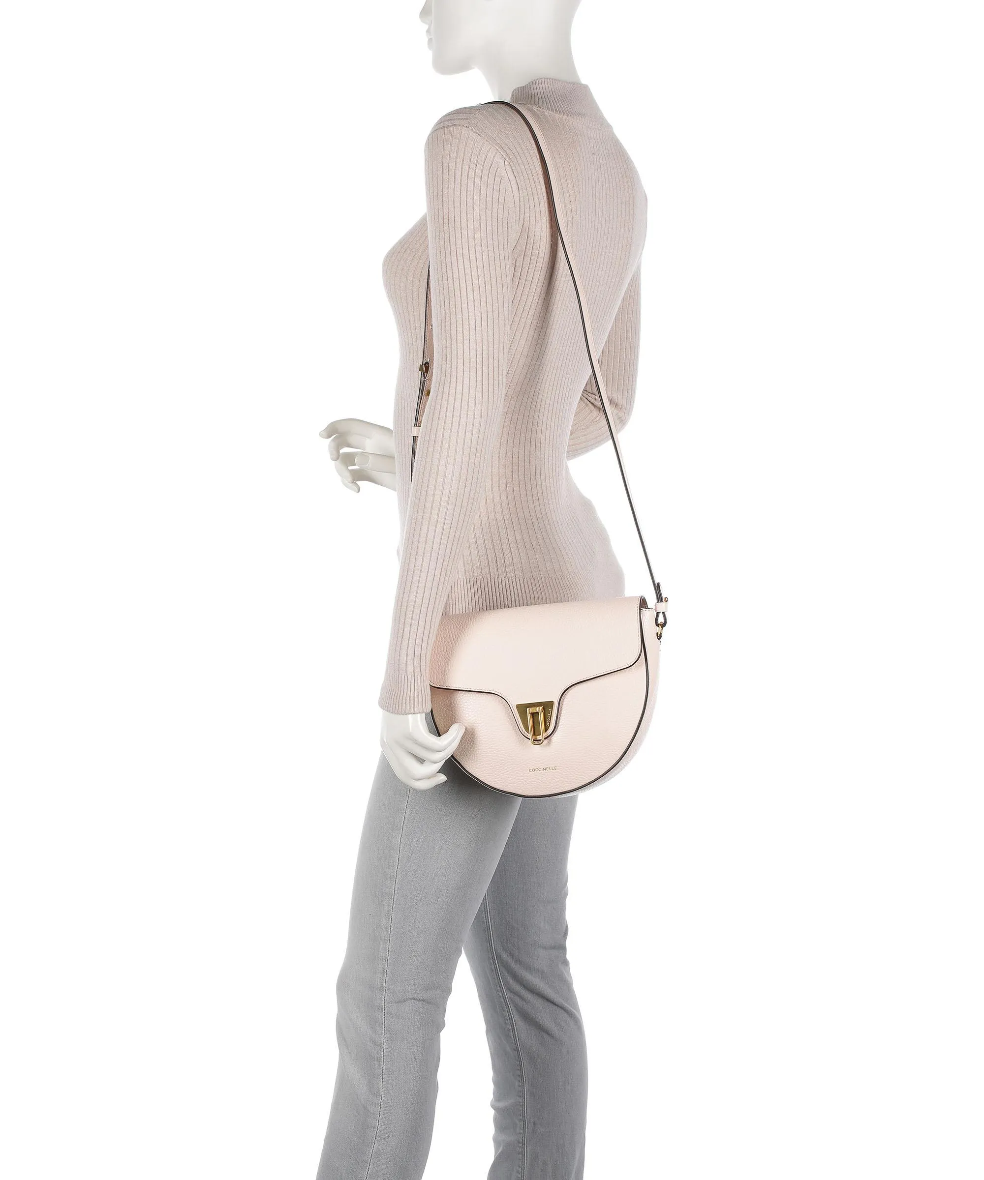  Coccinelle Beat Soft Borsa a tracolla pelle granulata nude  