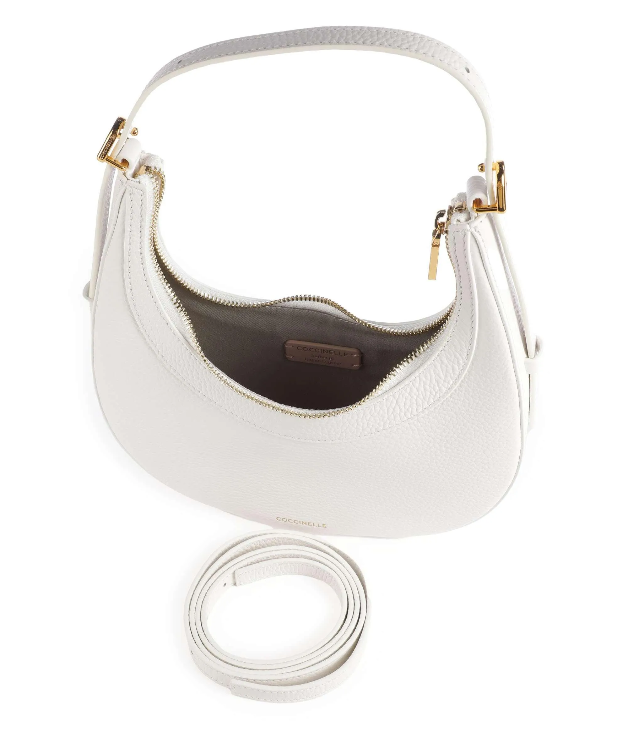  Coccinelle Whisper Borsa a spalla pelle di vacchetta grana bianco  