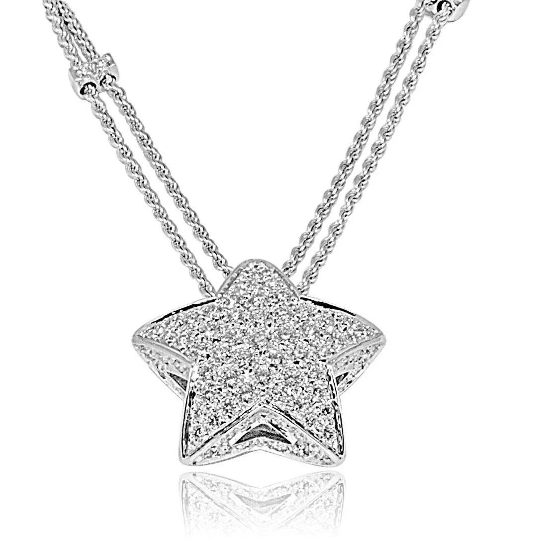 Collana Alfieri & St John con pendete stella, in oro bianco e diamanti