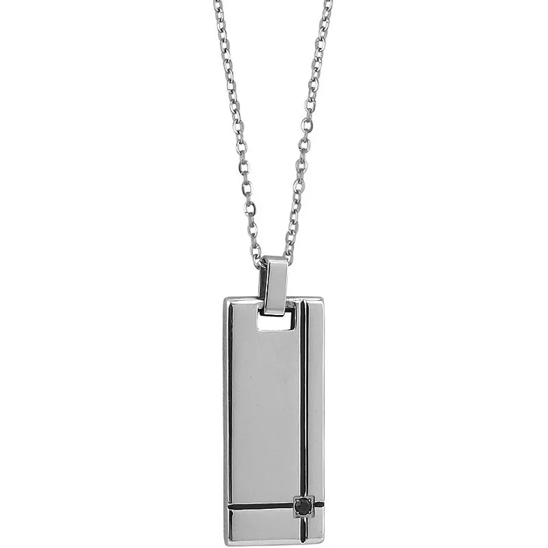Collana Uomo BOCCADAMO MAN in Acciaio con piastrina e zircone