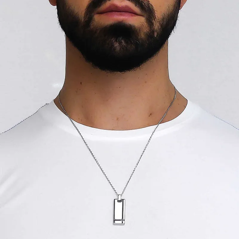 Collana Uomo BOCCADAMO MAN in Acciaio con piastrina e zircone