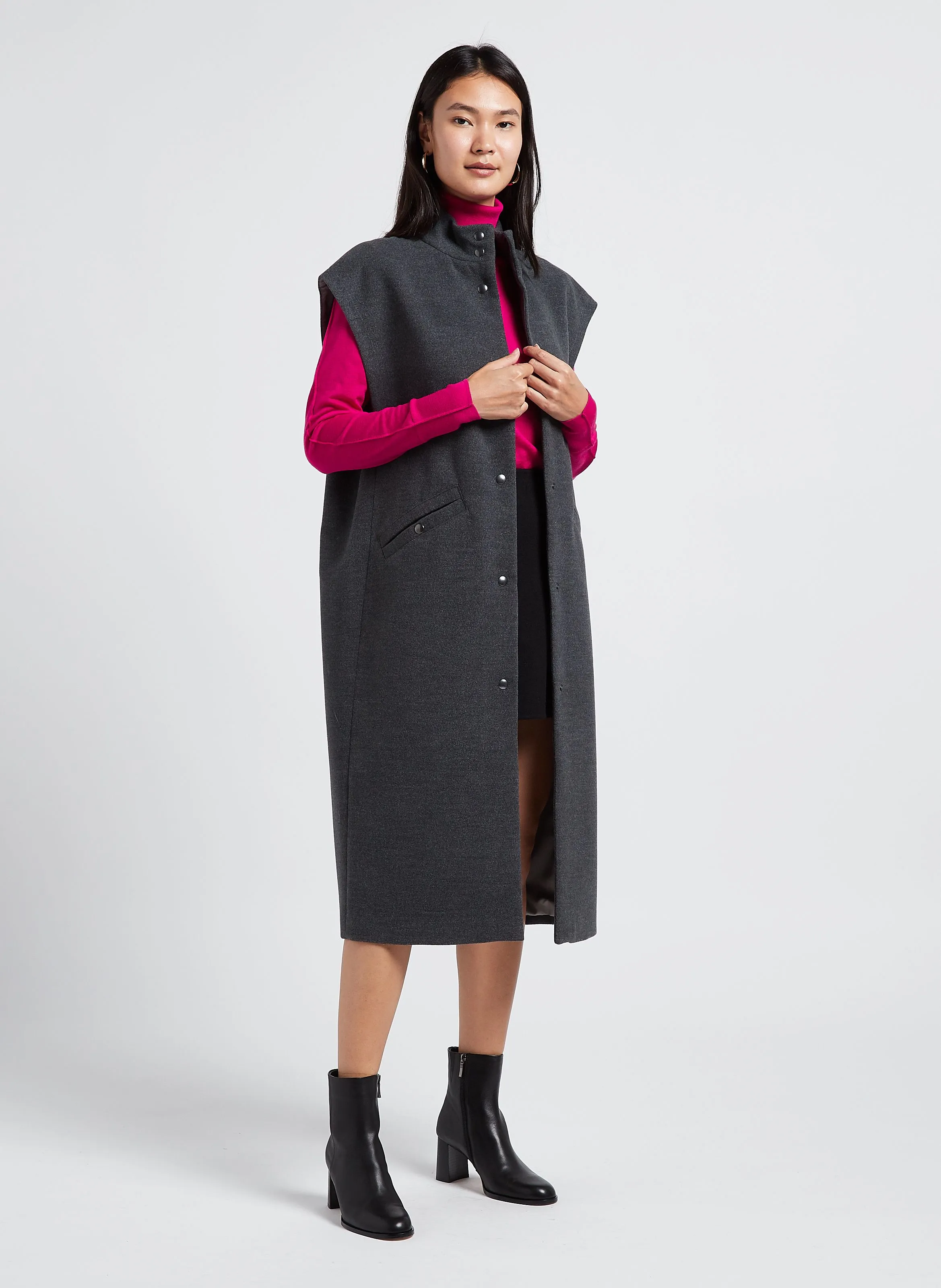  COLLECTORS CLUB   CHARLIE - Cappotto a collo alto senza maniche | Grigio