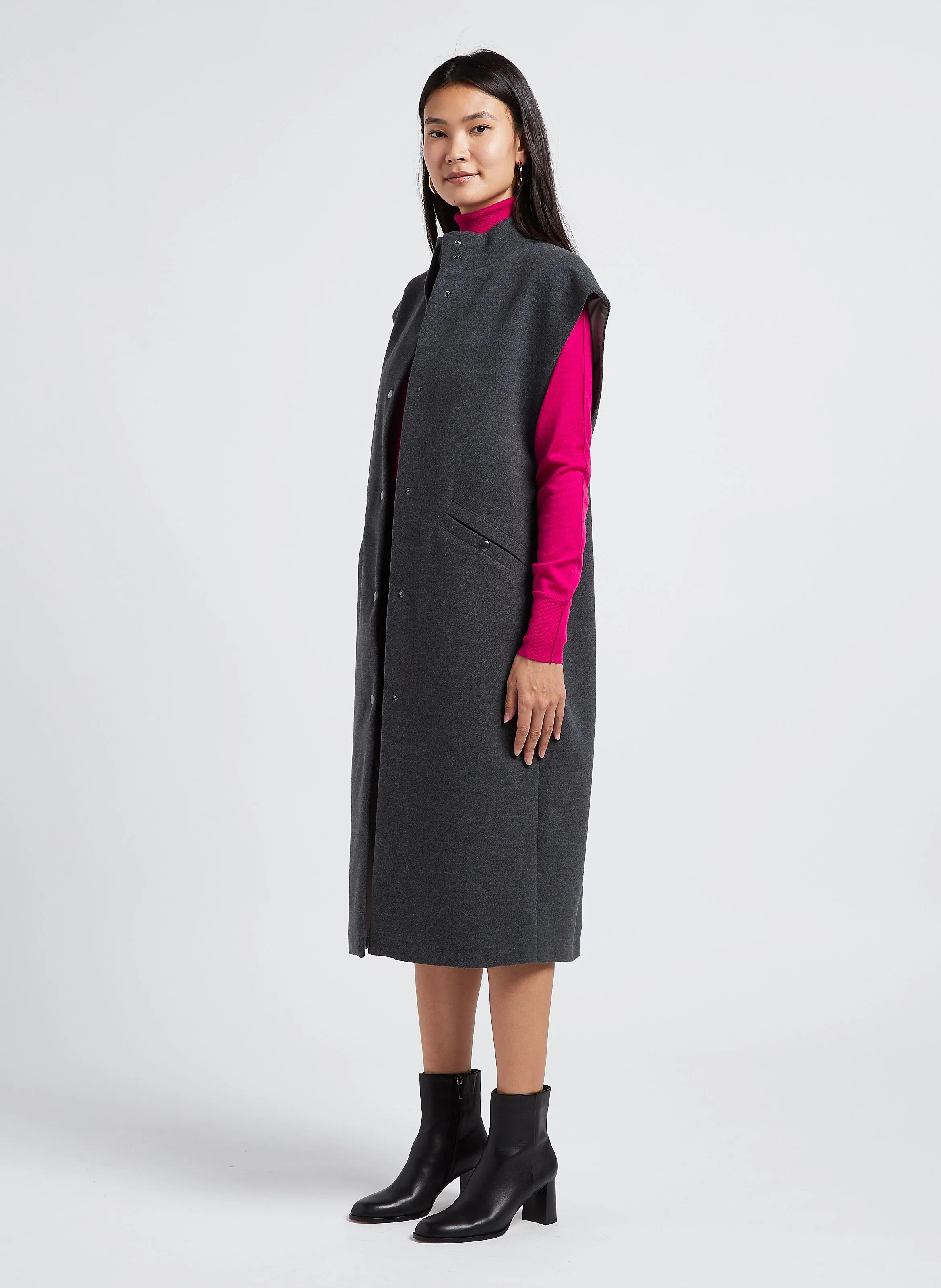  COLLECTORS CLUB   CHARLIE - Cappotto a collo alto senza maniche | Grigio