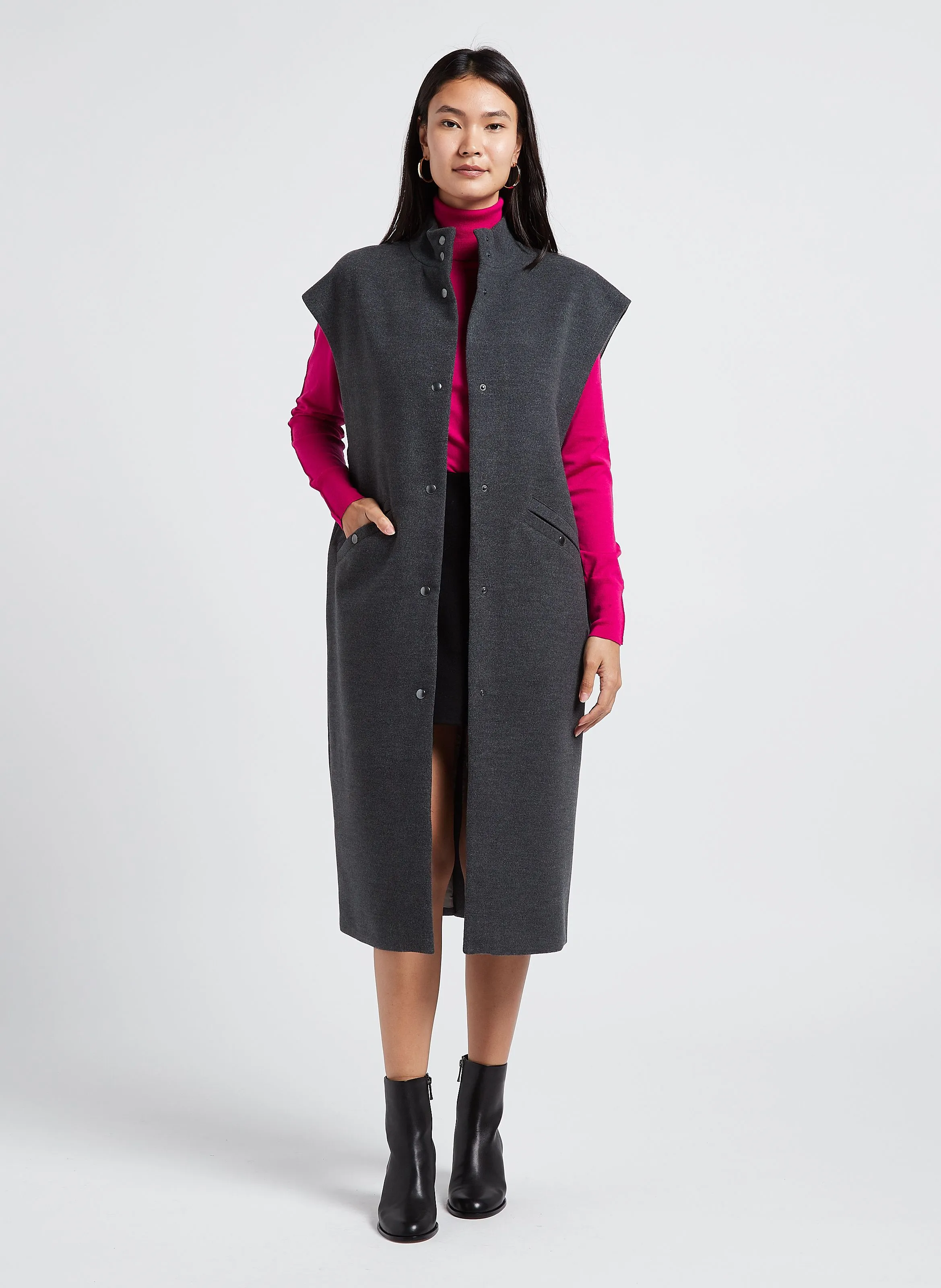  COLLECTORS CLUB   CHARLIE - Cappotto a collo alto senza maniche | Grigio