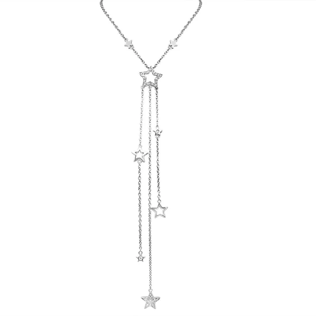 Collier design con stelle in oro bianco con diamanti