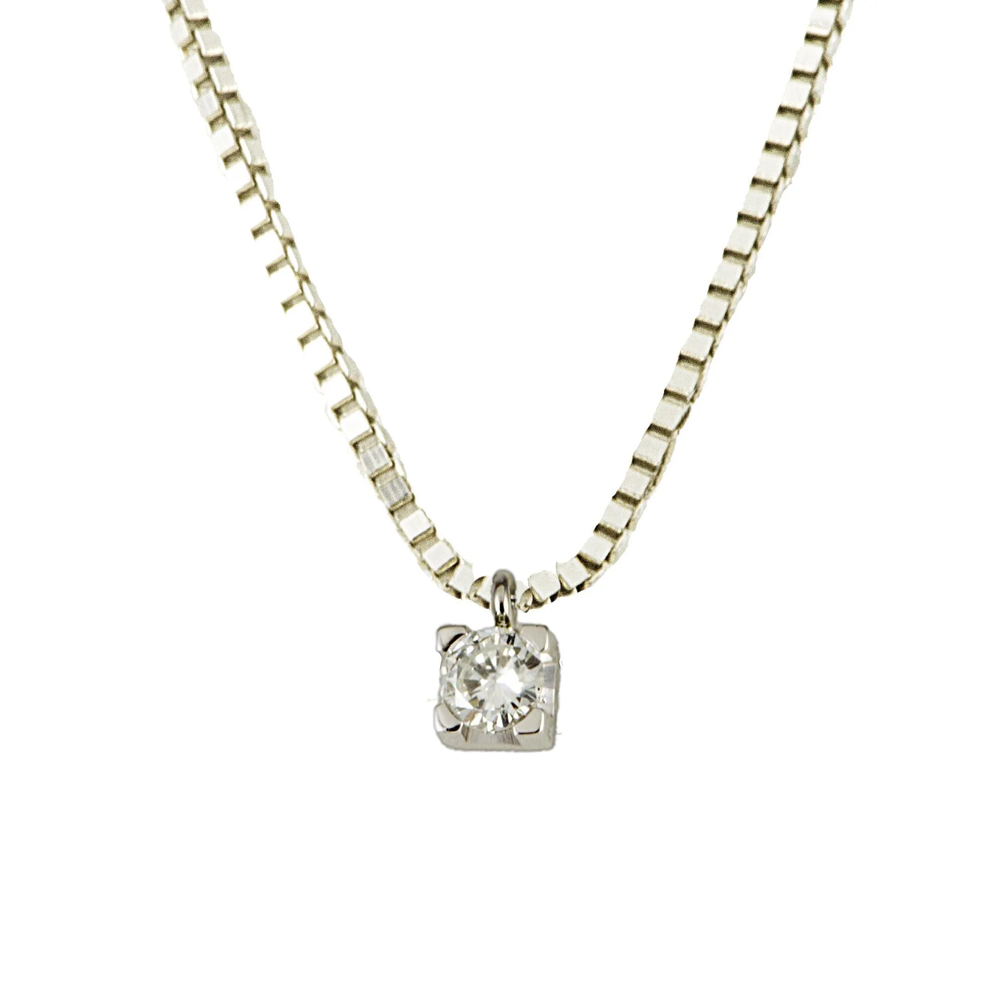COLLIER PUNTO LUCE IN ORO BIANCO E DIAMANTE CT 0,12 COLORE H PUREZZA SI MIS 41CM