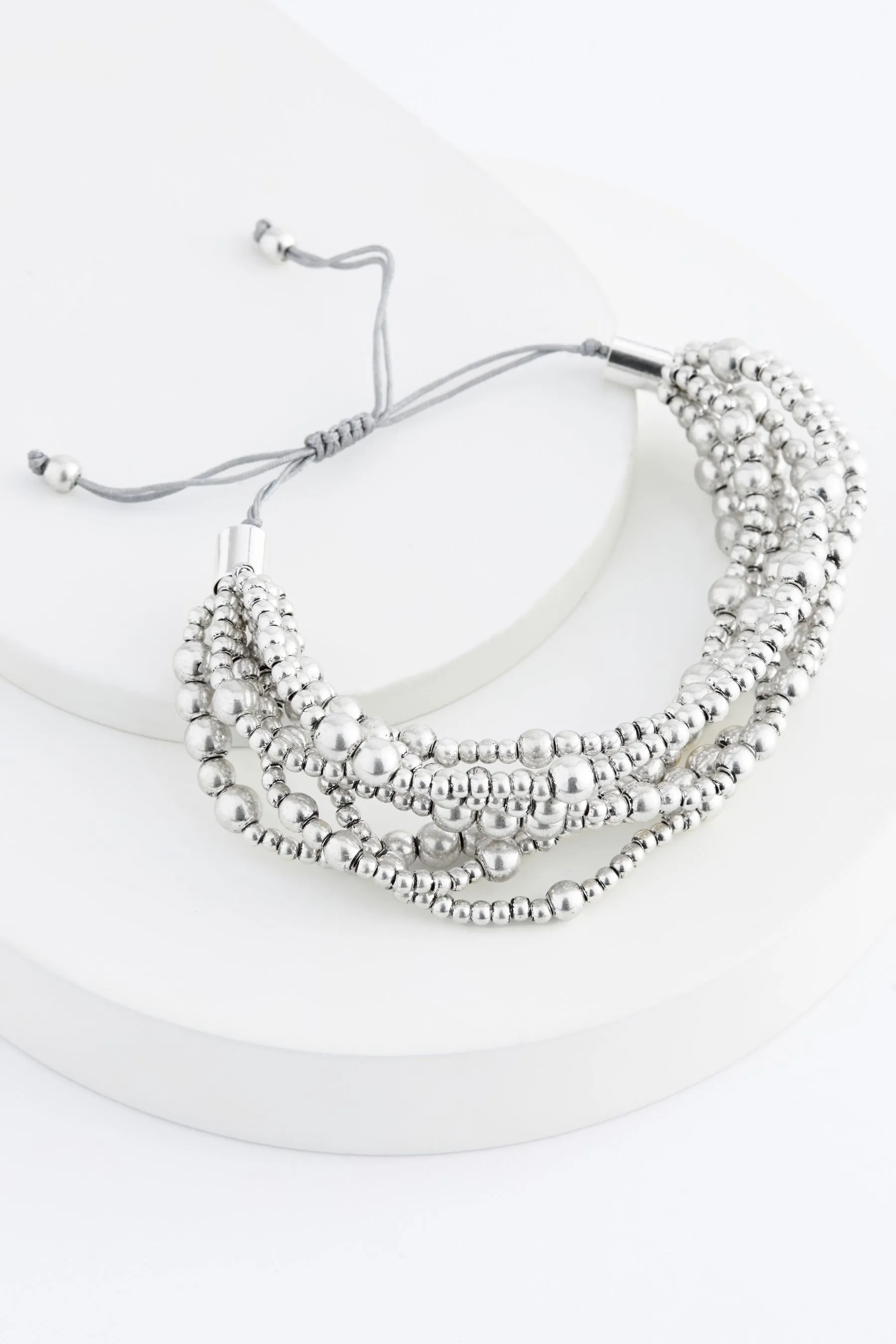 Colore argento  - Braccialetto con perline multifilo