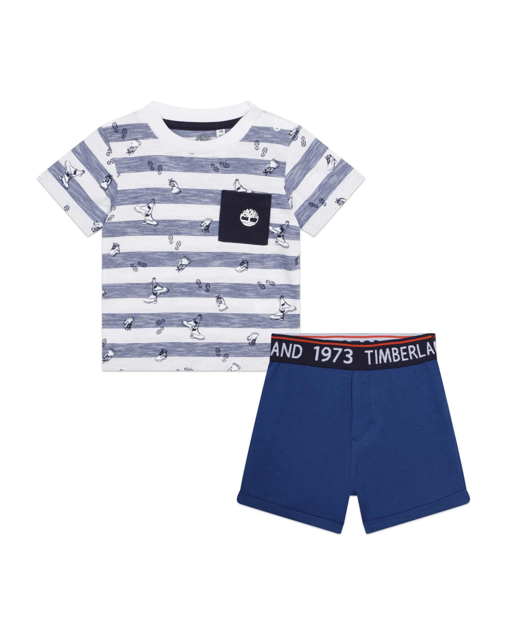 Completo composto da t-shirt fantasia con stampa e short abbinati 9-18 mesi