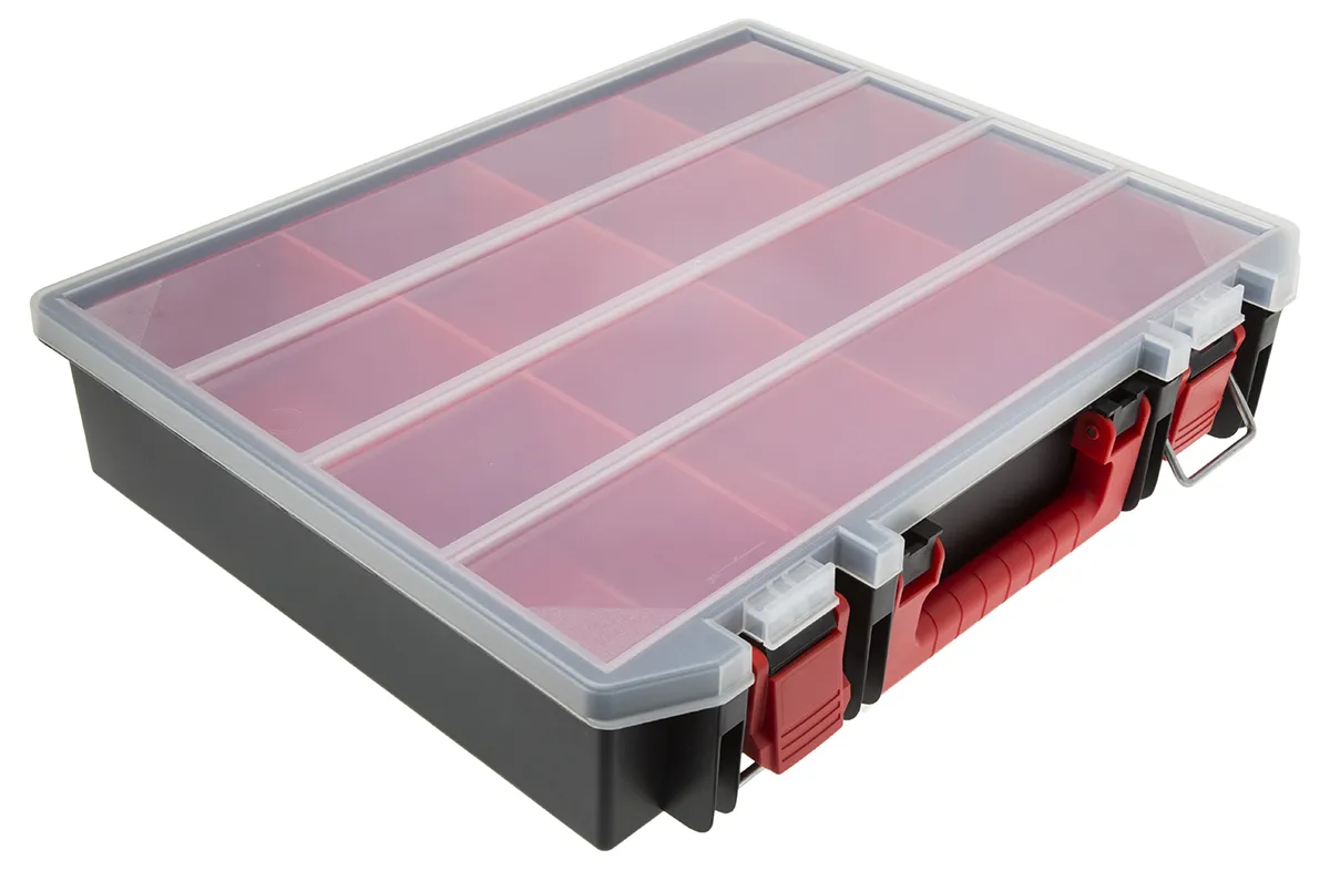 Contenitore modulare RS PRO in Polipropilene, 8 scomparti, 91mm x 416mm x 336mm, Coperchio trasparente