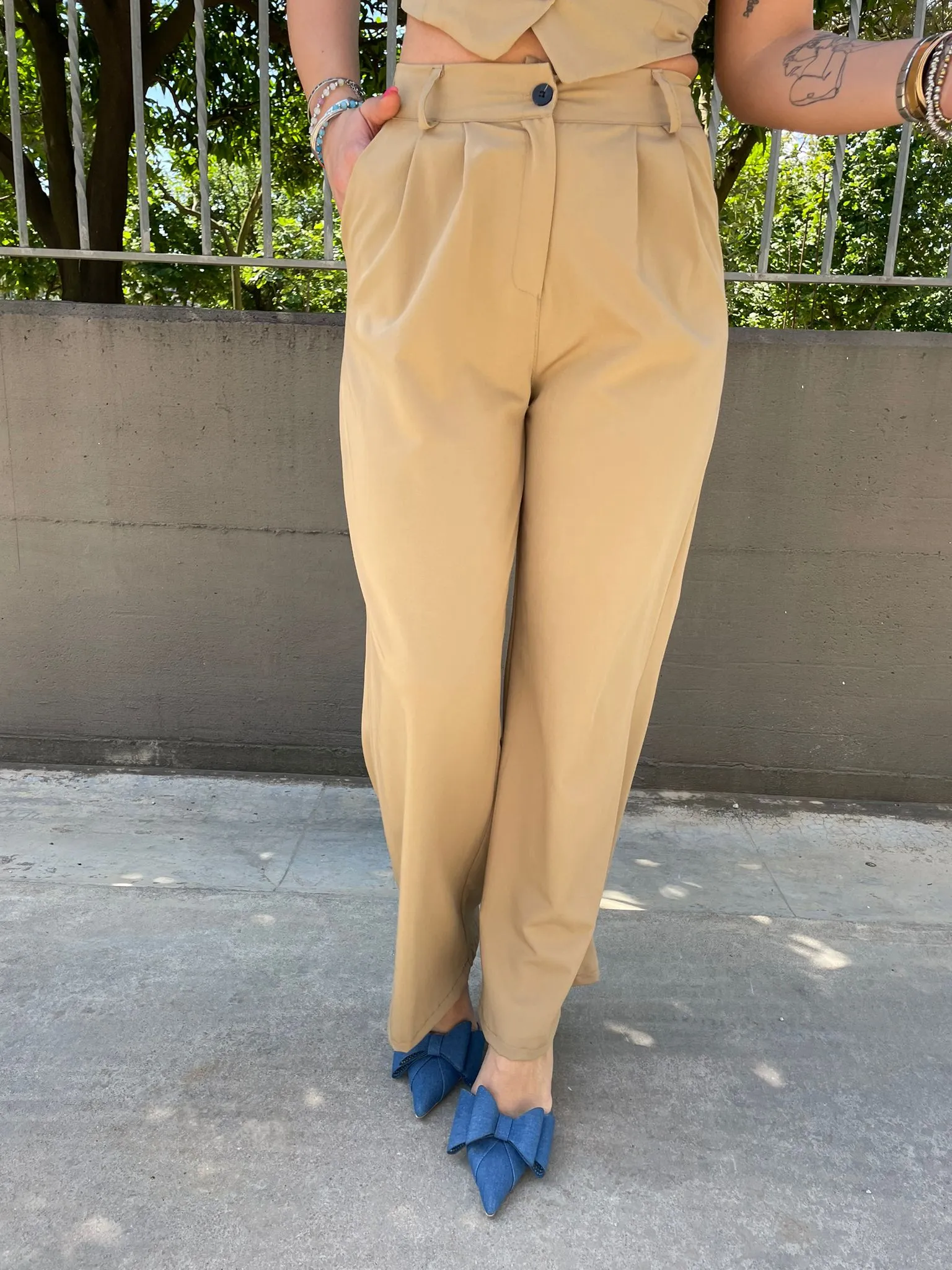 Coordinato 2 pezzi con pantalone palazzo e gilet