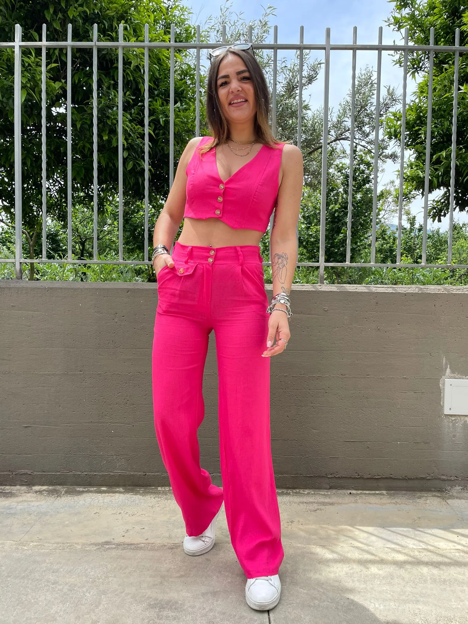 Coordinato effetto lino con gilet