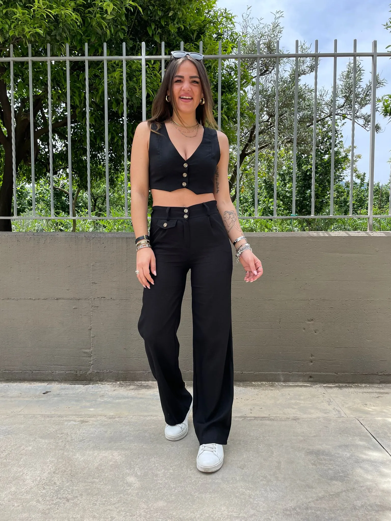 Coordinato effetto lino con gilet