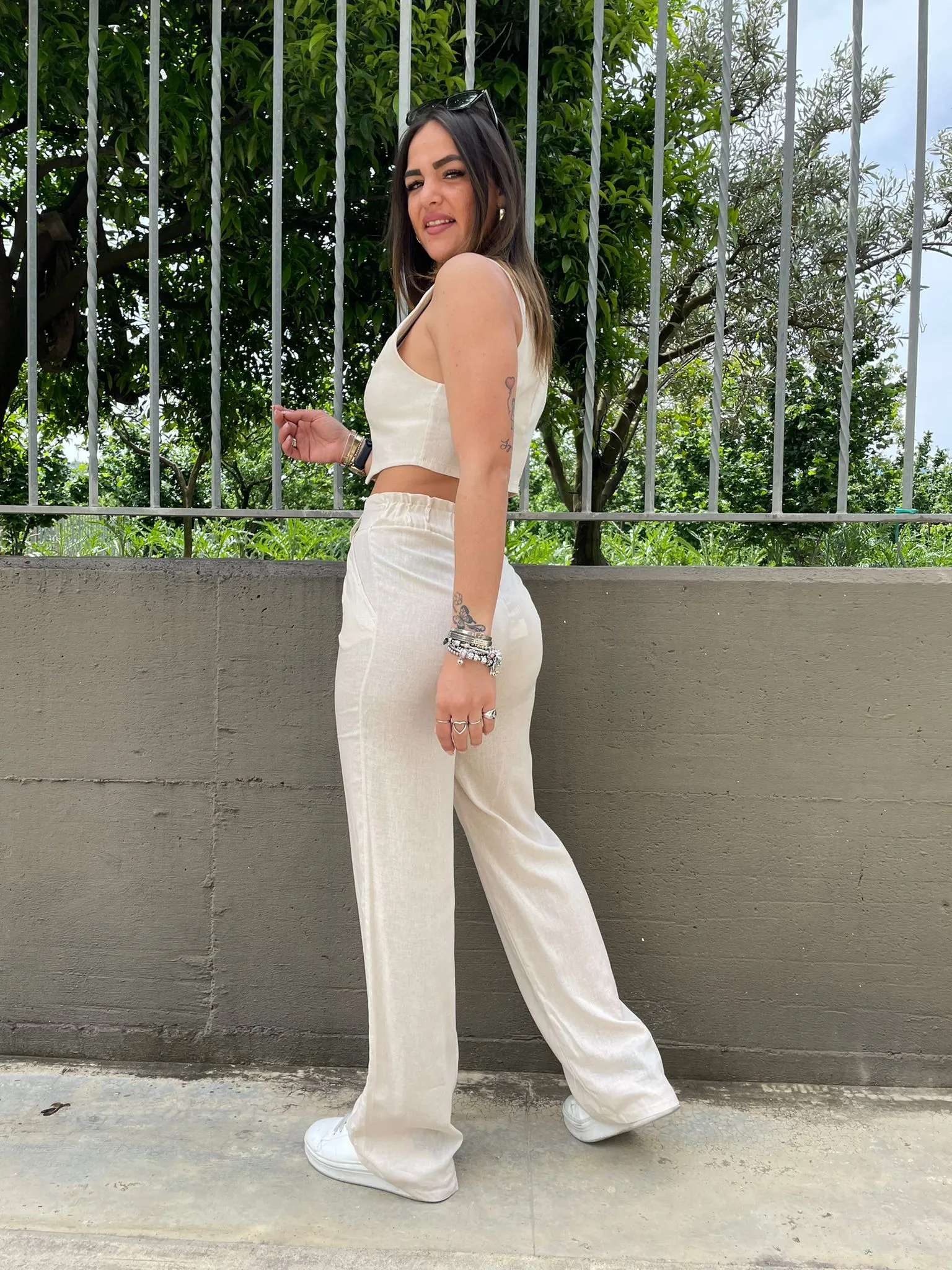 Coordinato effetto lino con gilet