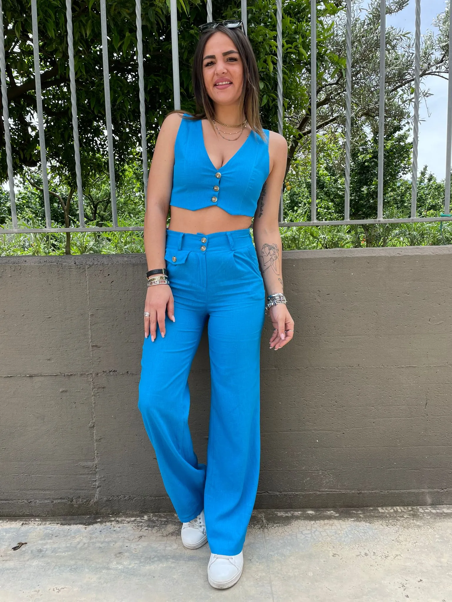 Coordinato effetto lino con gilet