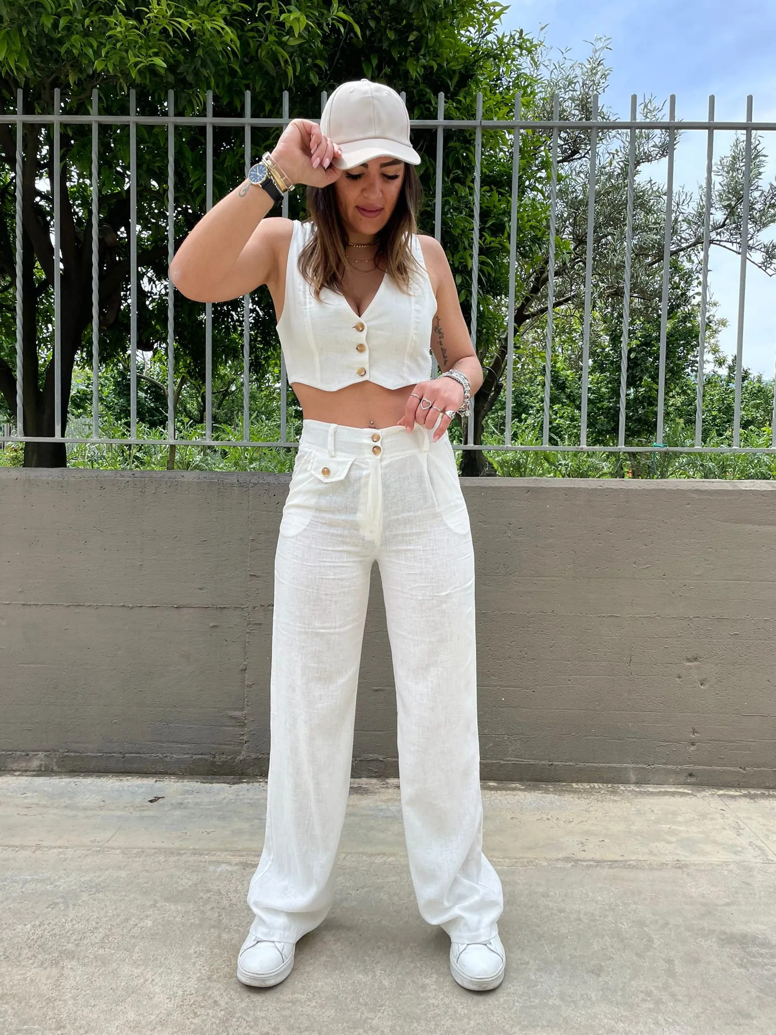 Coordinato effetto lino con gilet