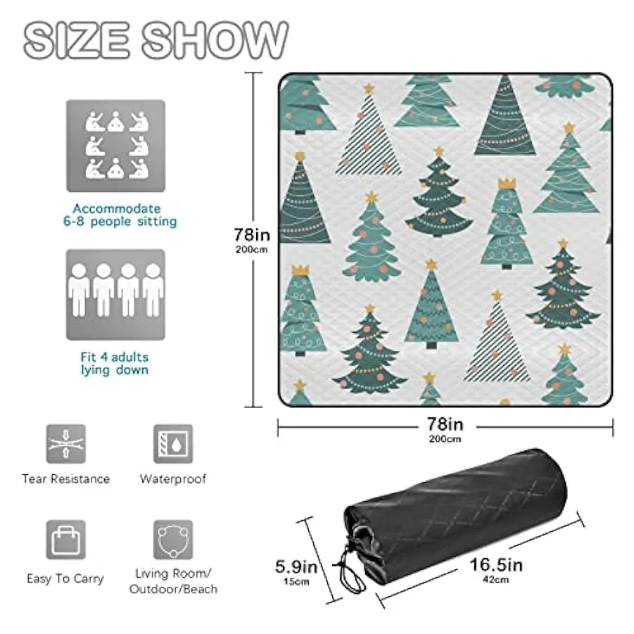 Coperta da picnic leggera Packable Park Mat per picnic Cartoon alberi di Natale Picnic Mat 204245575