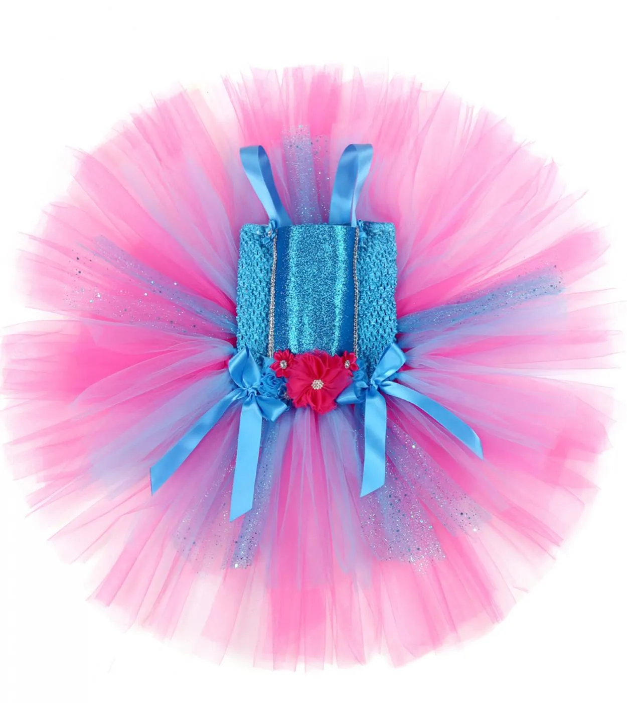 Costume da troll a 3 strati per ragazze Compleanno Abiti di Halloween per bambini Tutu da fata elfo magico Vestito con fiocco pe
