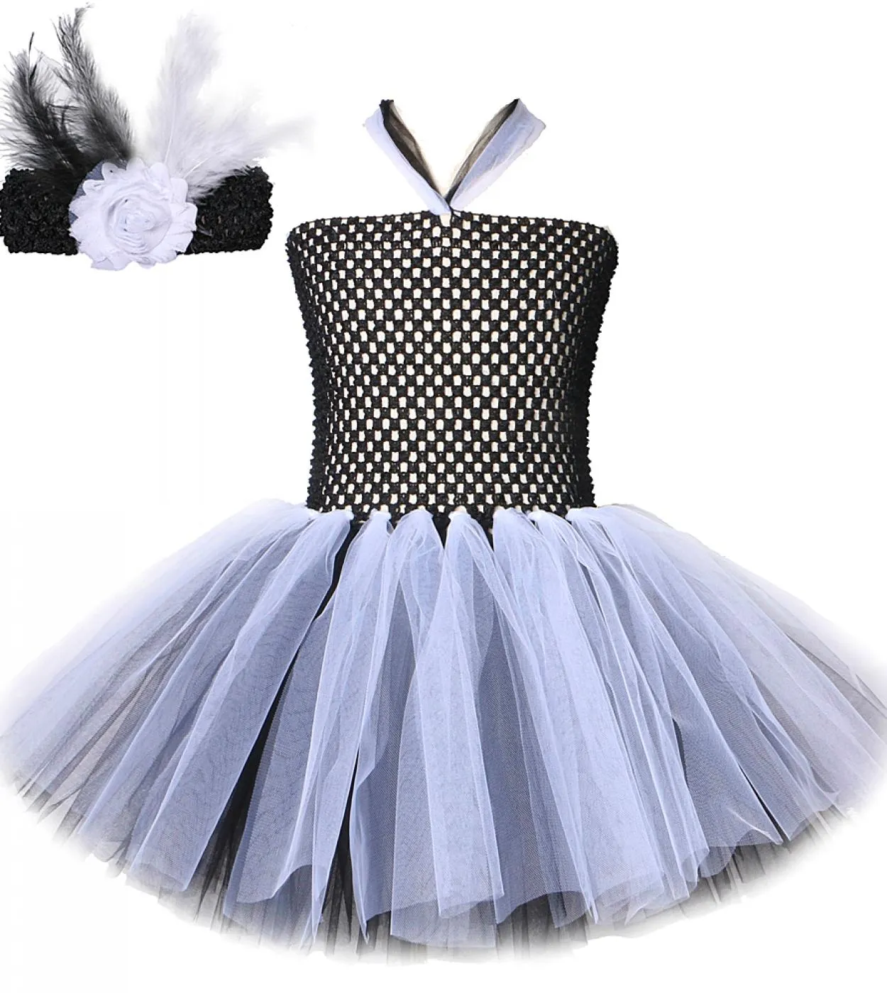 Costume di Halloween spaventoso per bambini Ragazze Ghost Bride Tutu Dress Bambini Horror Zombie Cosplay Outfit Girl Black White
