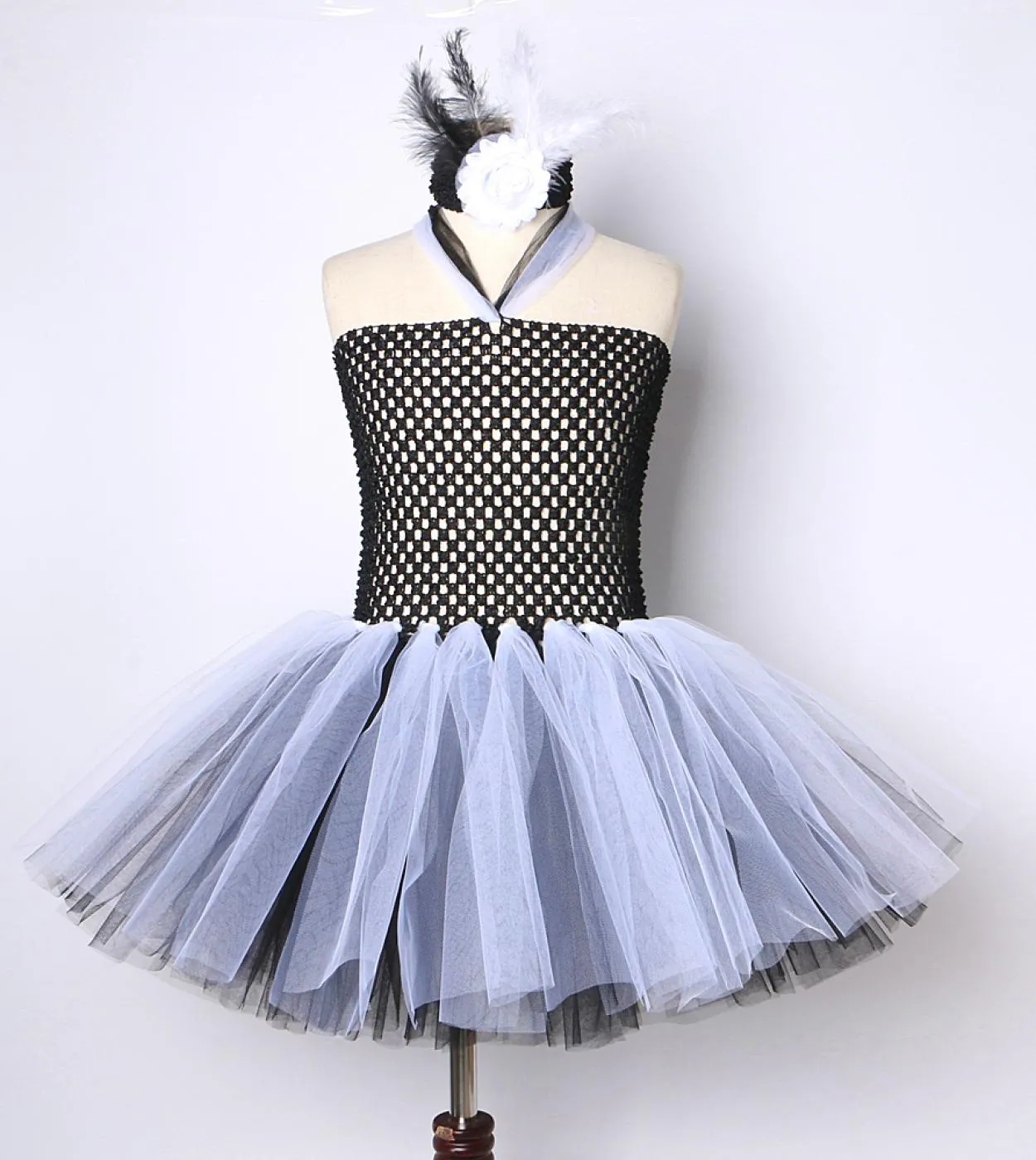 Costume di Halloween spaventoso per bambini Ragazze Ghost Bride Tutu Dress Bambini Horror Zombie Cosplay Outfit Girl Black White