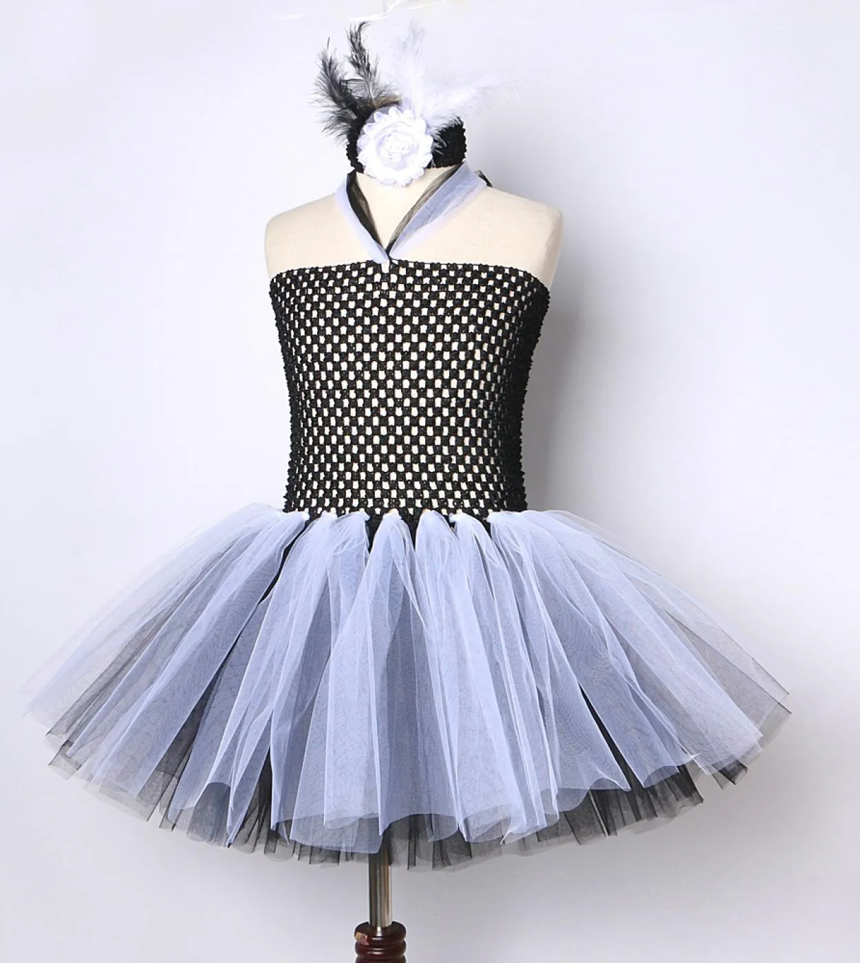 Costume di Halloween spaventoso per bambini Ragazze Ghost Bride Tutu Dress Bambini Horror Zombie Cosplay Outfit Girl Black White