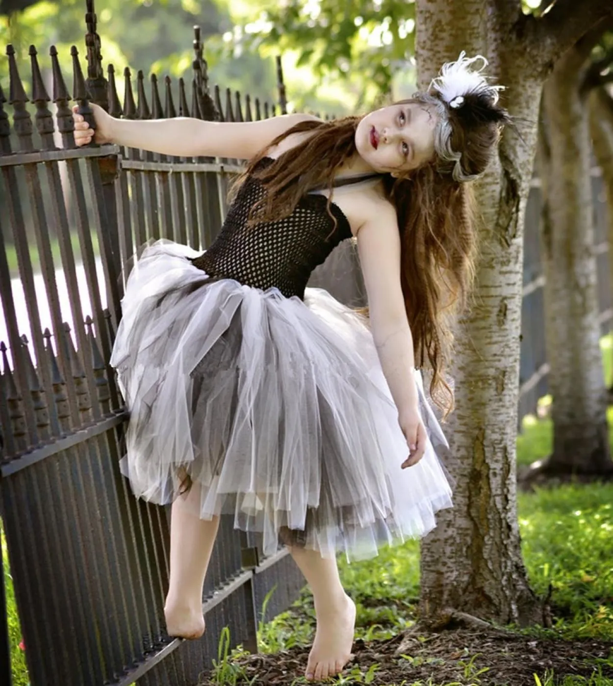Costume di Halloween spaventoso per bambini Ragazze Ghost Bride Tutu Dress Bambini Horror Zombie Cosplay Outfit Girl Black White