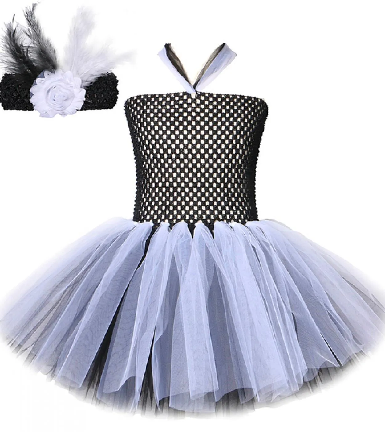Costume di Halloween spaventoso per bambini Ragazze Ghost Bride Tutu Dress Bambini Horror Zombie Cosplay Outfit Girl Black White