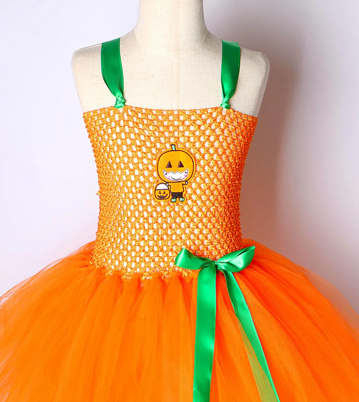 Costume di zucca di Halloween per ragazze Vestito da tutu da strega con cappello Ragazza per bambini Festa di carnevale Vestito