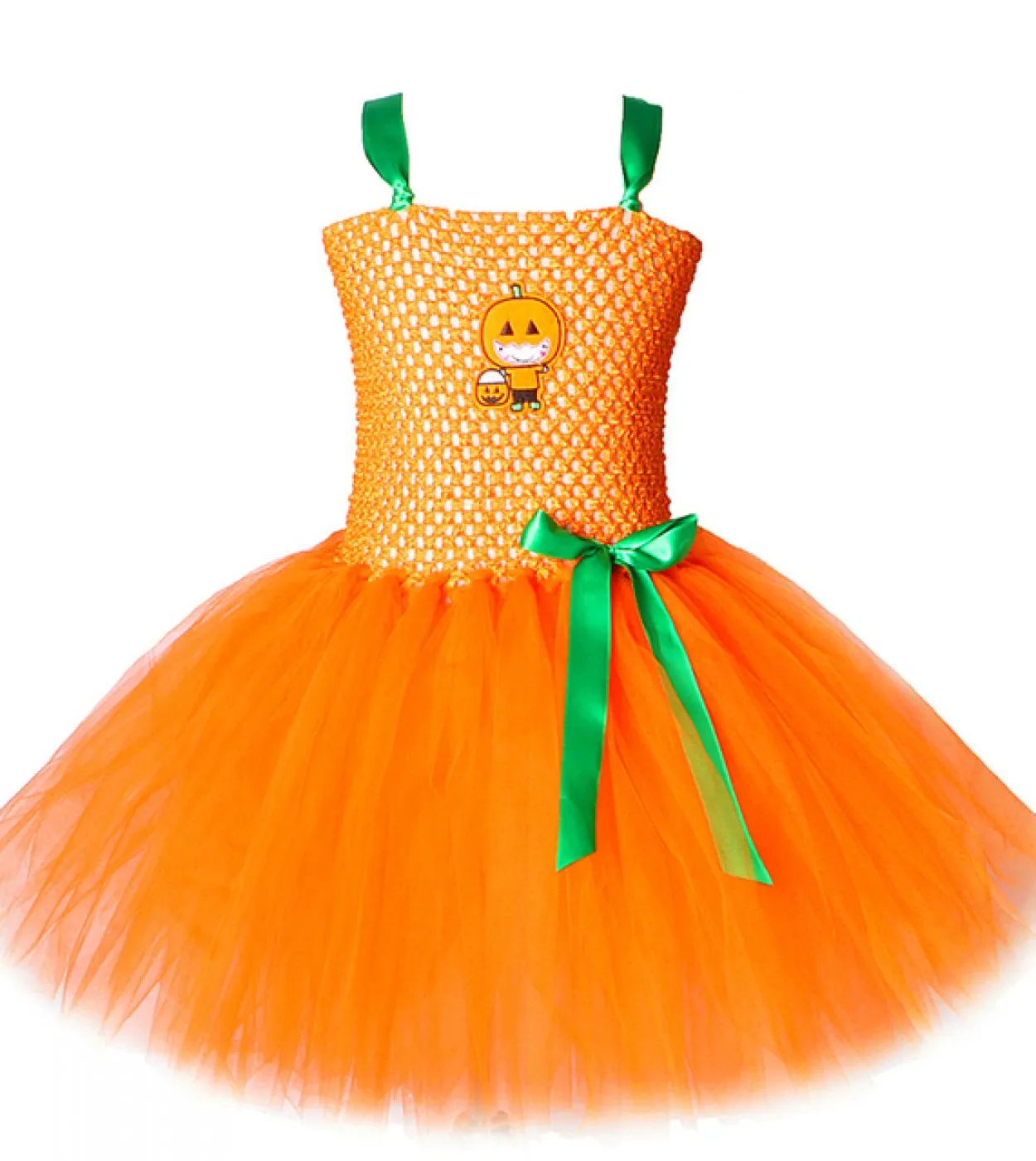 Costume di zucca di Halloween per ragazze Vestito da tutu da strega con cappello Ragazza per bambini Festa di carnevale Vestito