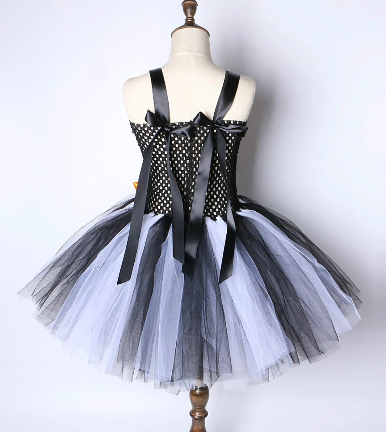 Costume di zucca di Halloween per ragazze Vestito da tutu per bambini con fascia per capelli a fiori Vestito da festa per bambin