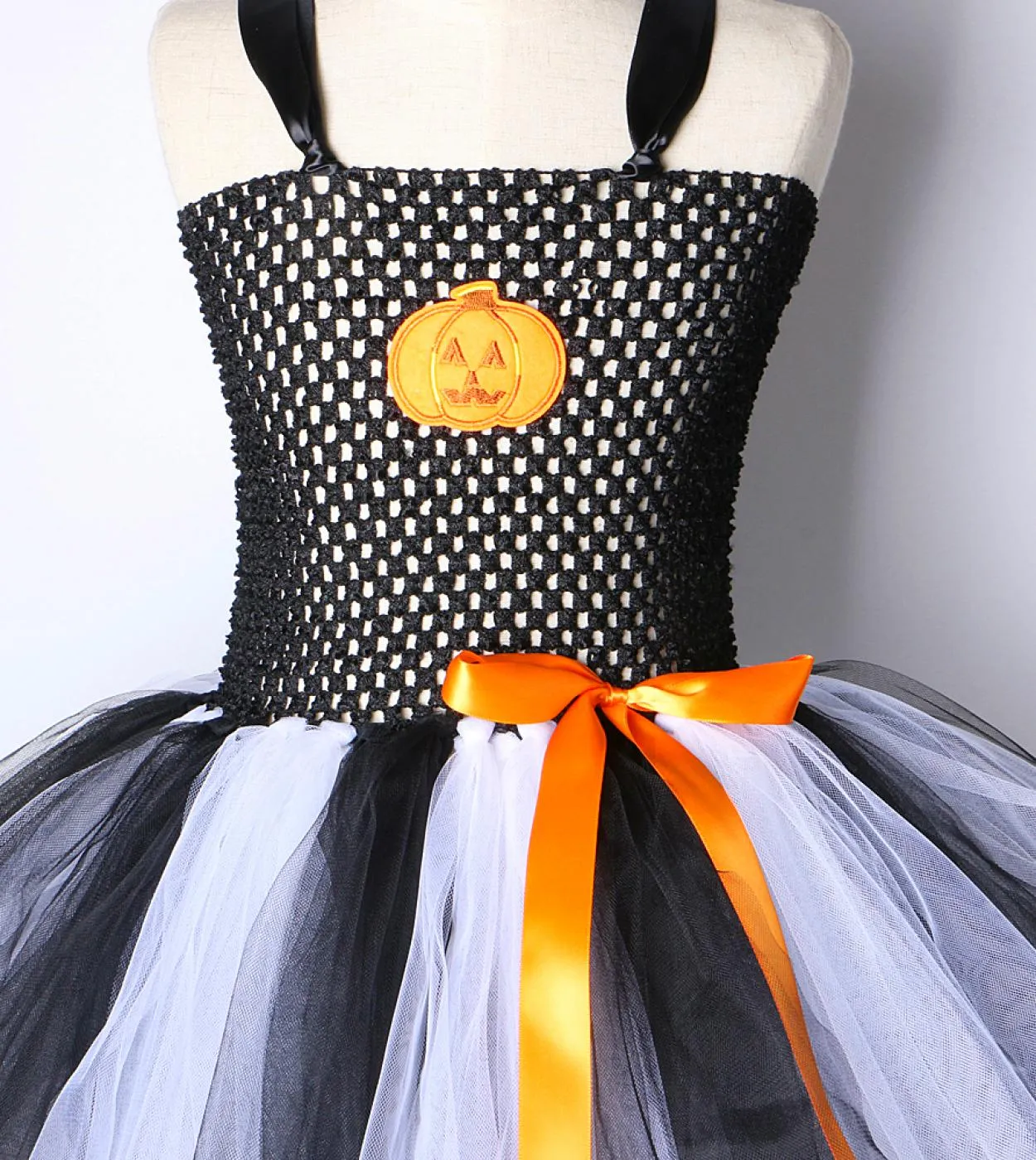 Costume di zucca di Halloween per ragazze Vestito da tutu per bambini con fascia per capelli a fiori Vestito da festa per bambin