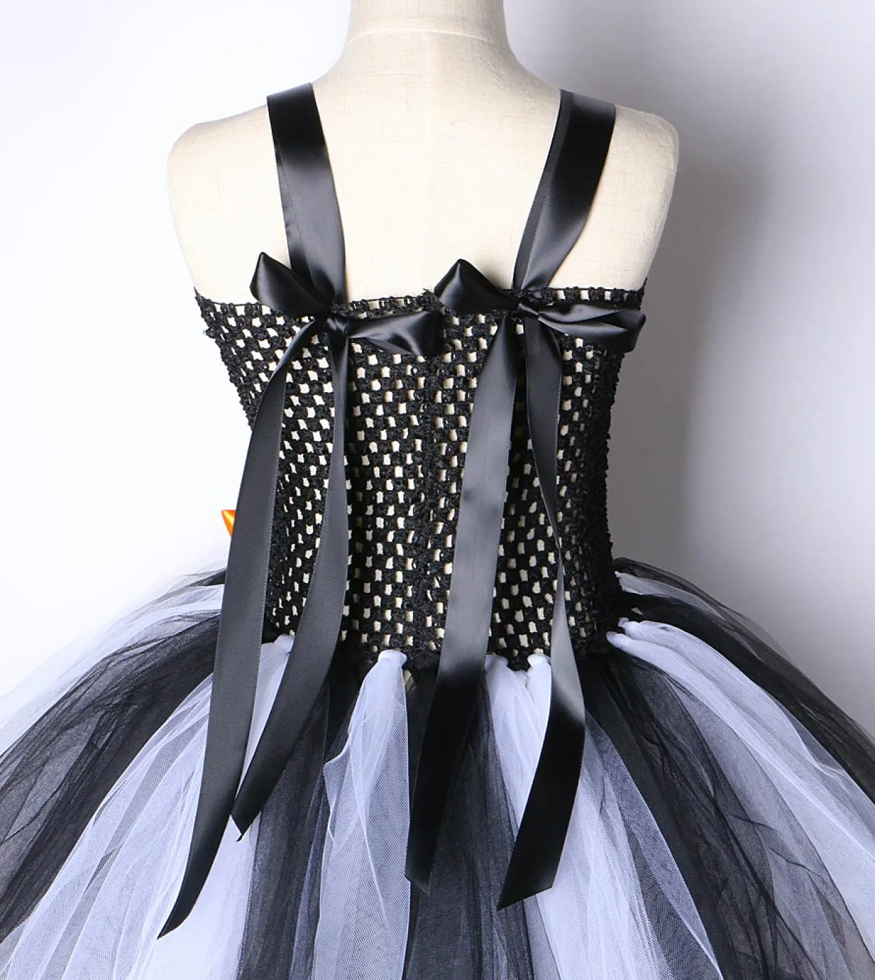 Costume di zucca di Halloween per ragazze Vestito da tutu per bambini con fascia per capelli a fiori Vestito da festa per bambin