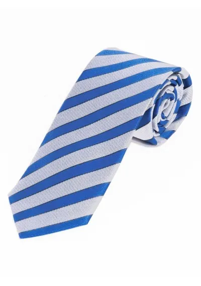 Cravatta a righe strette e raffinate bianco blu oltremare nero