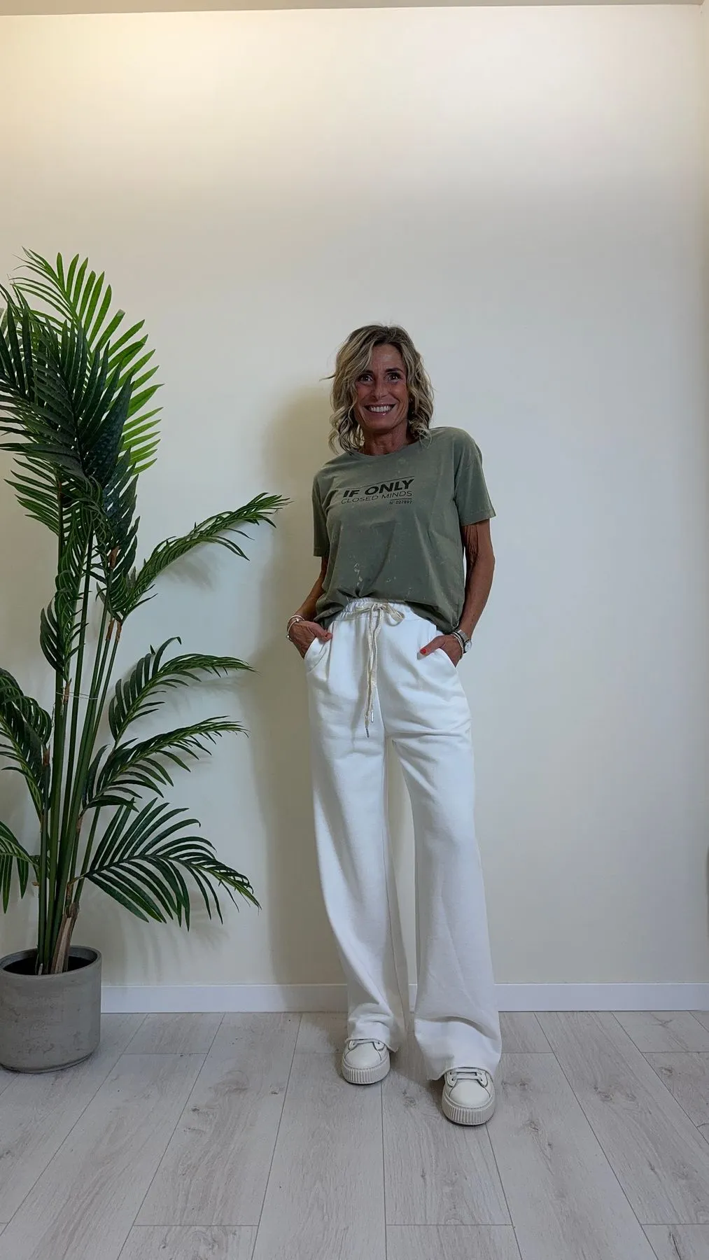 DAFNE - 1406P21 - PANTALONE FELPA GARZATA DI COTONE CON COULISSE CORDA LAME'