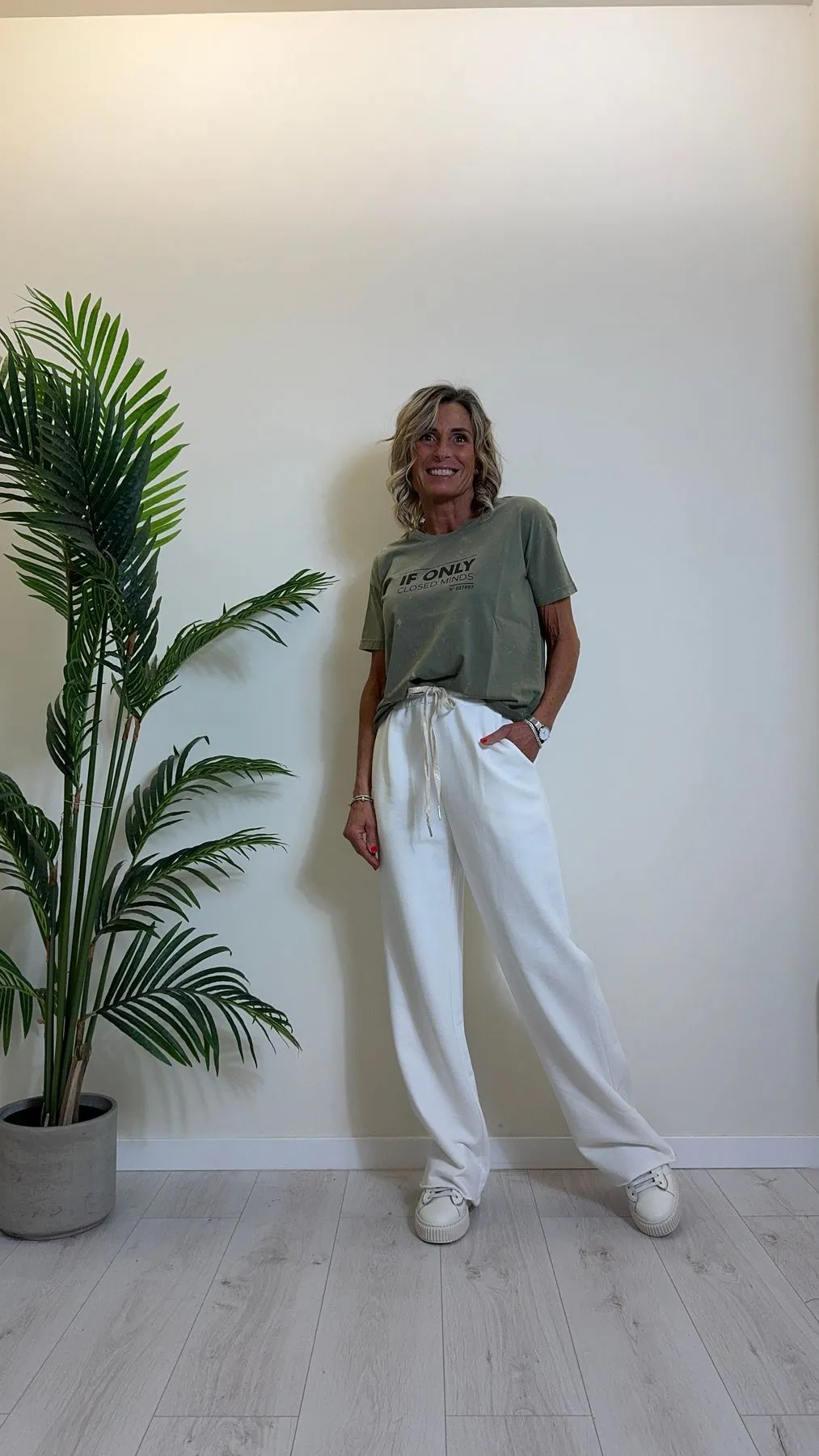 DAFNE - 1406P21 - PANTALONE FELPA GARZATA DI COTONE CON COULISSE CORDA LAME'